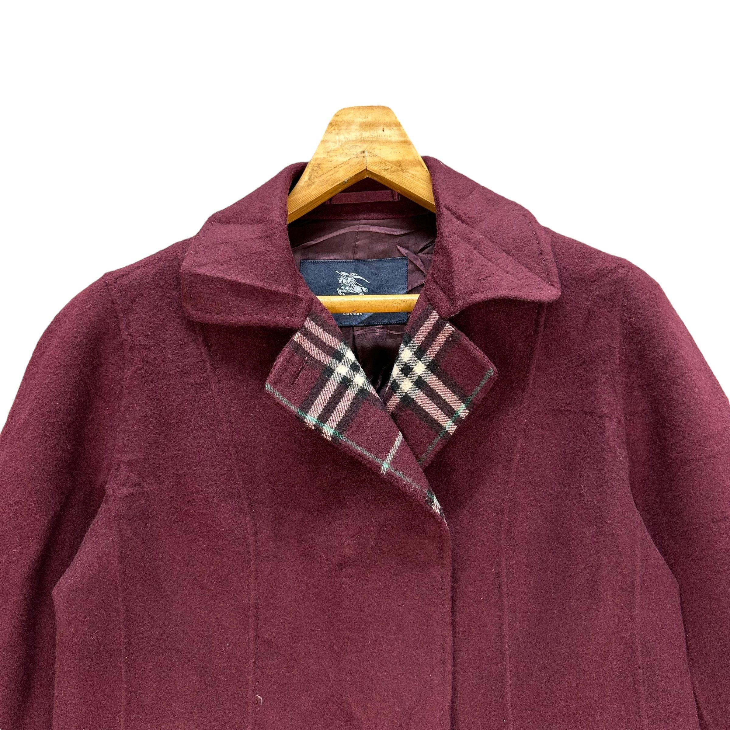 Burberry Burberry London Nova Check Maroon Wool Coat Jacket
