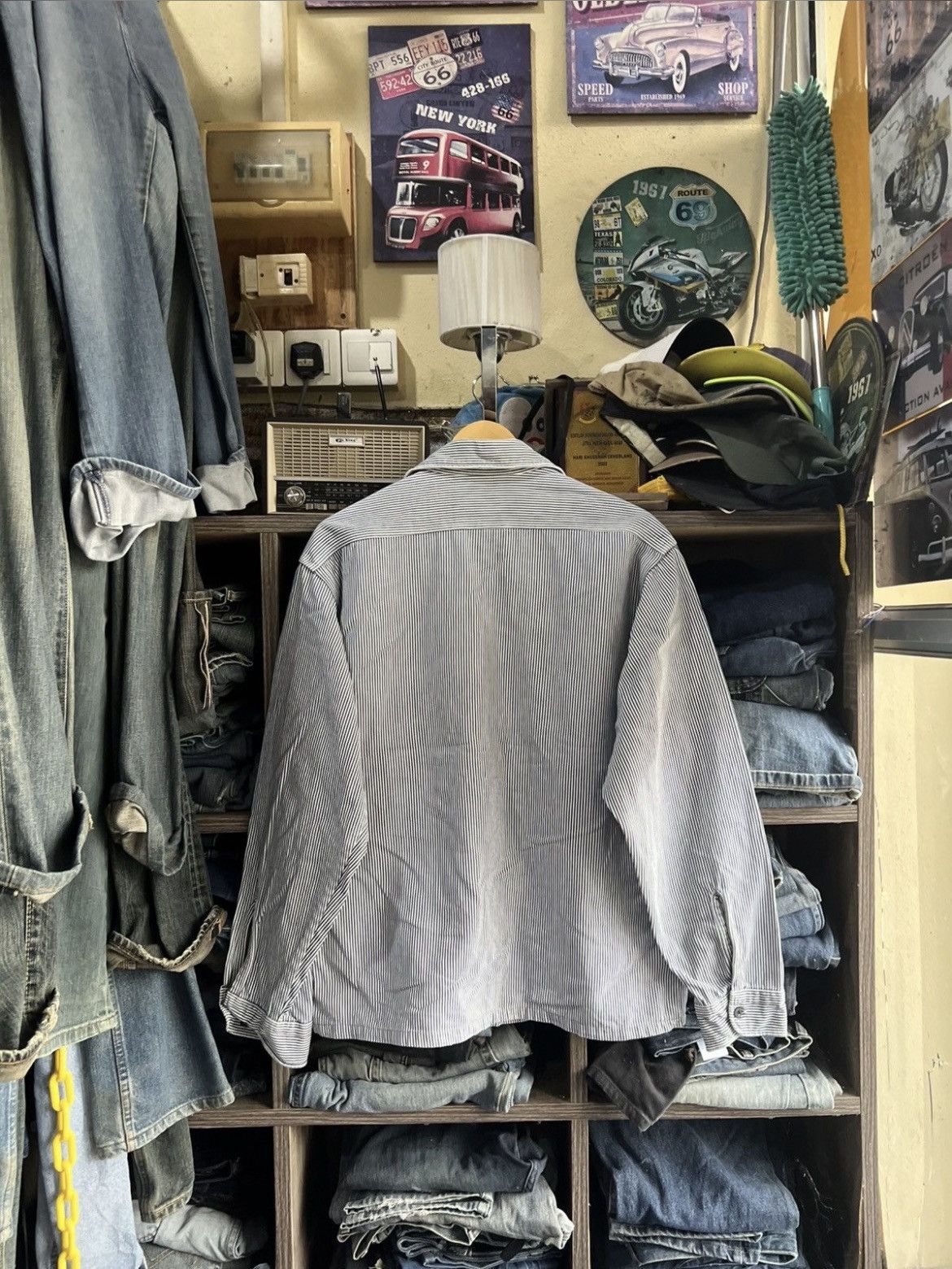 Levi's 🔥Vintage Levis Hickory Stripes Overshirt Size US M / EU 48-50 / 2 - 3 Thumbnail