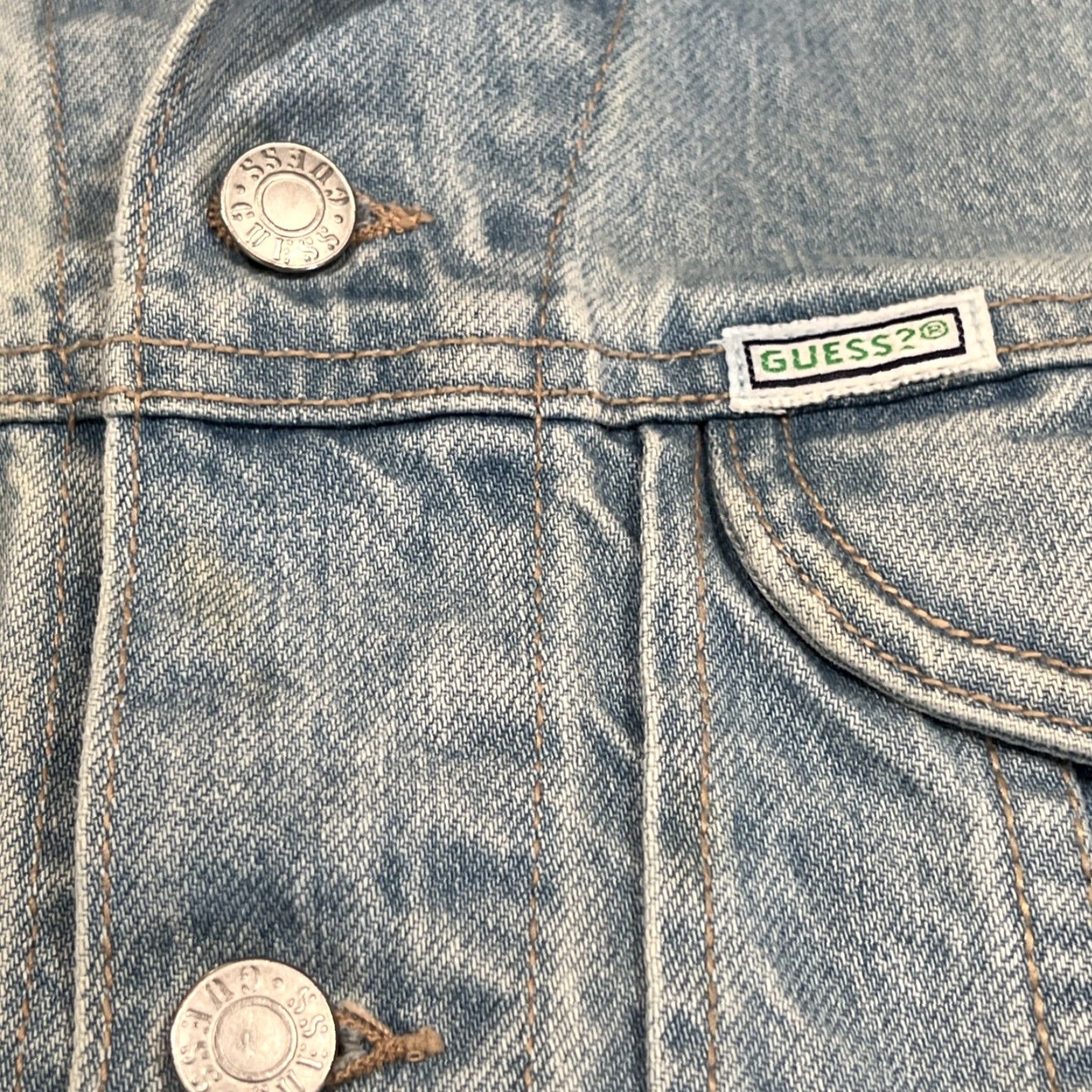 Guess VINTAGE Guess USA Denim Jean Jacket XL Mens Rockabilly Blue 1990s Y2K United States Style 10803 Cut 64081 Size US 36 / EU 52 - 5 Thumbnail