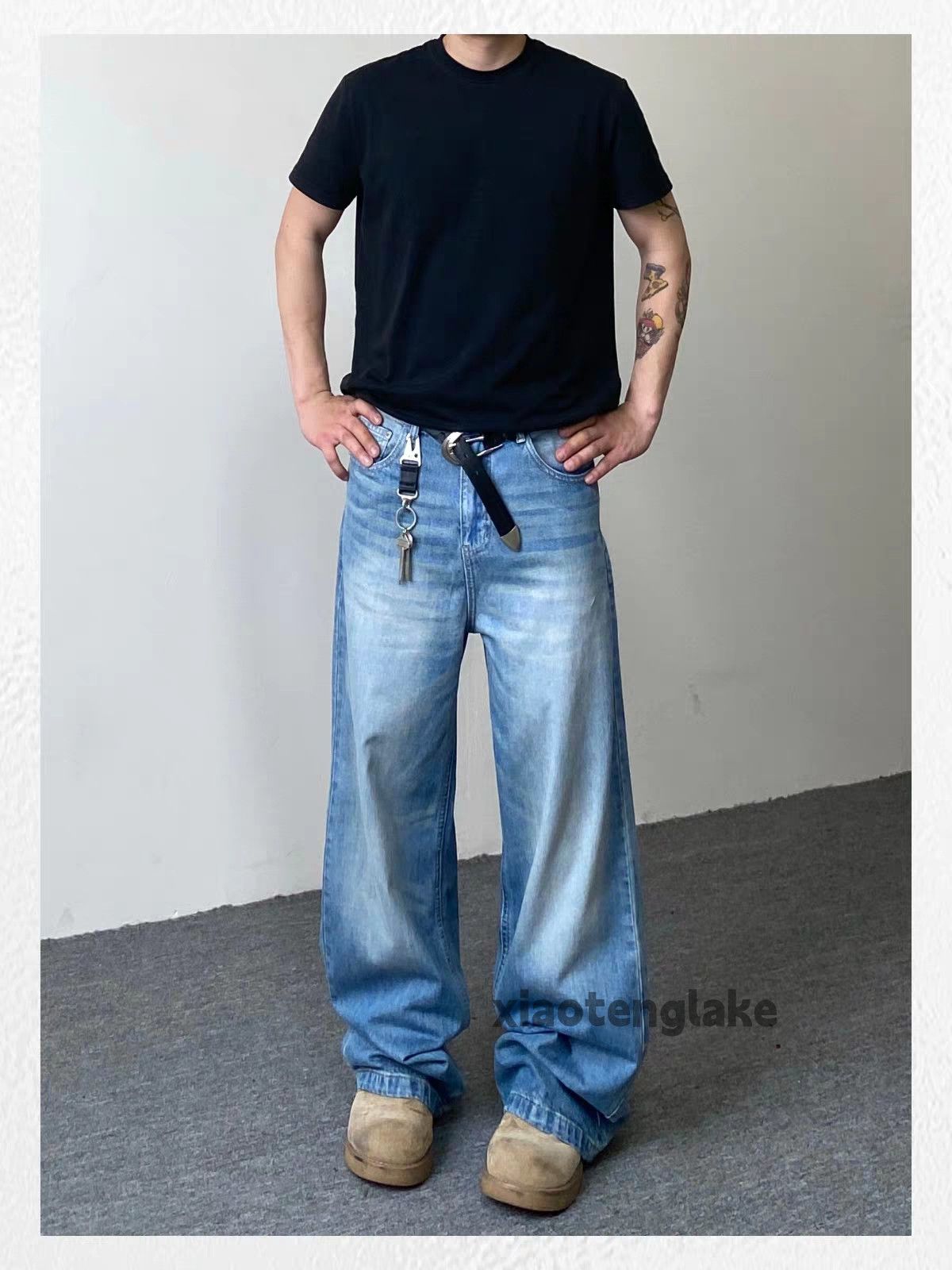 00s【archive】 Straight-legdenim /y2k/swag zx supreme Stussy style loose wide Leg y2k jeans