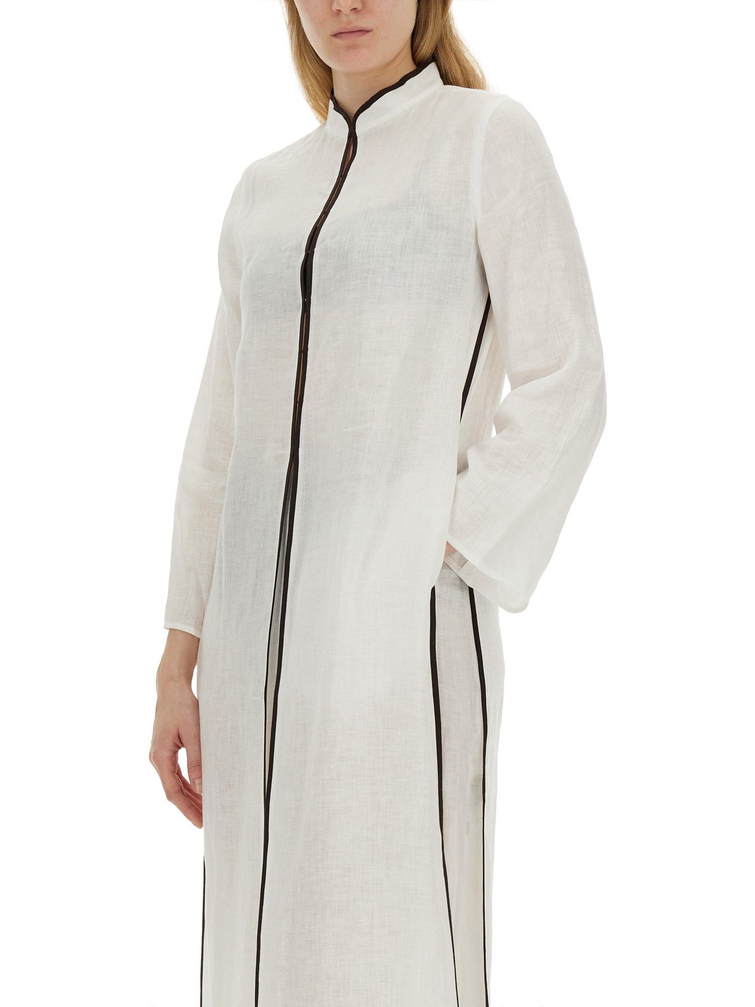 Tory Burch o1s22i1n1024 Long Linen Caftan Dress in White Size M / US 6-8 / IT 42-44 - 4 Thumbnail