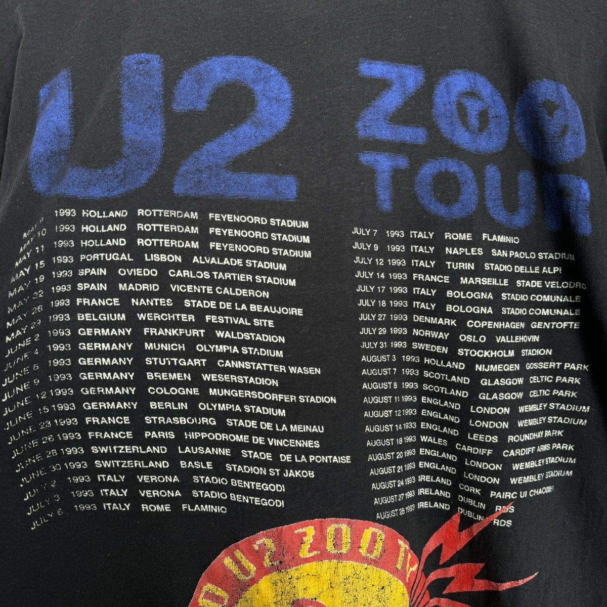 Band Tees Vintage Early 90s U2 Zoo TV Outside Broadcast Euro T Shirt Size US XL / EU 56 / 4 - 6 Thumbnail