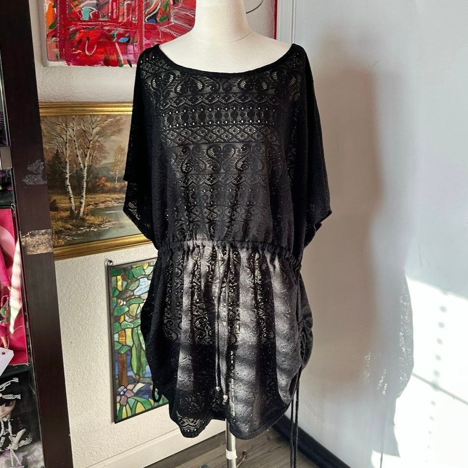 Catalina Black Lace Swimsuit Cover Up Dress, Women's (Size 3xl)