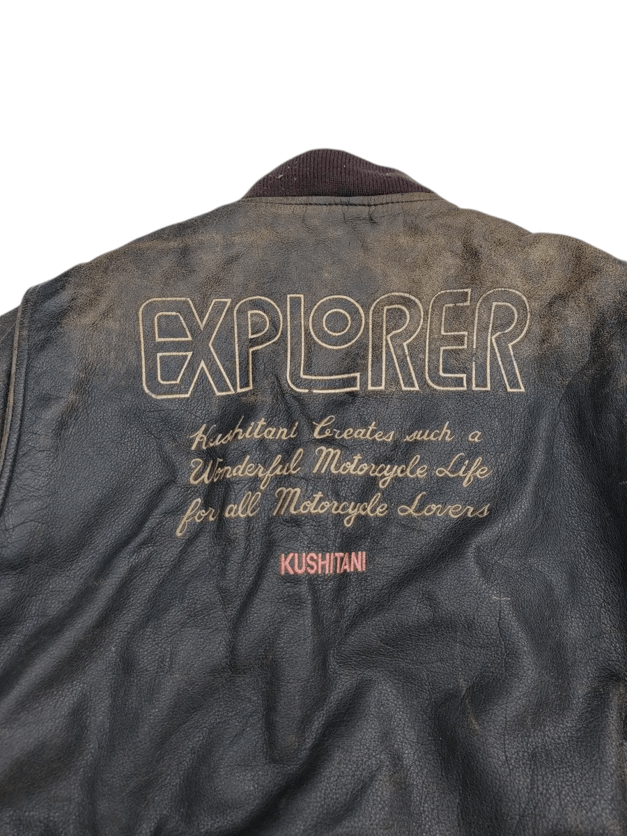 Vintage Vintage Kushitani Leather Jacket Embroided Logo Size US L / EU 52-54 / 3 - 6 Thumbnail