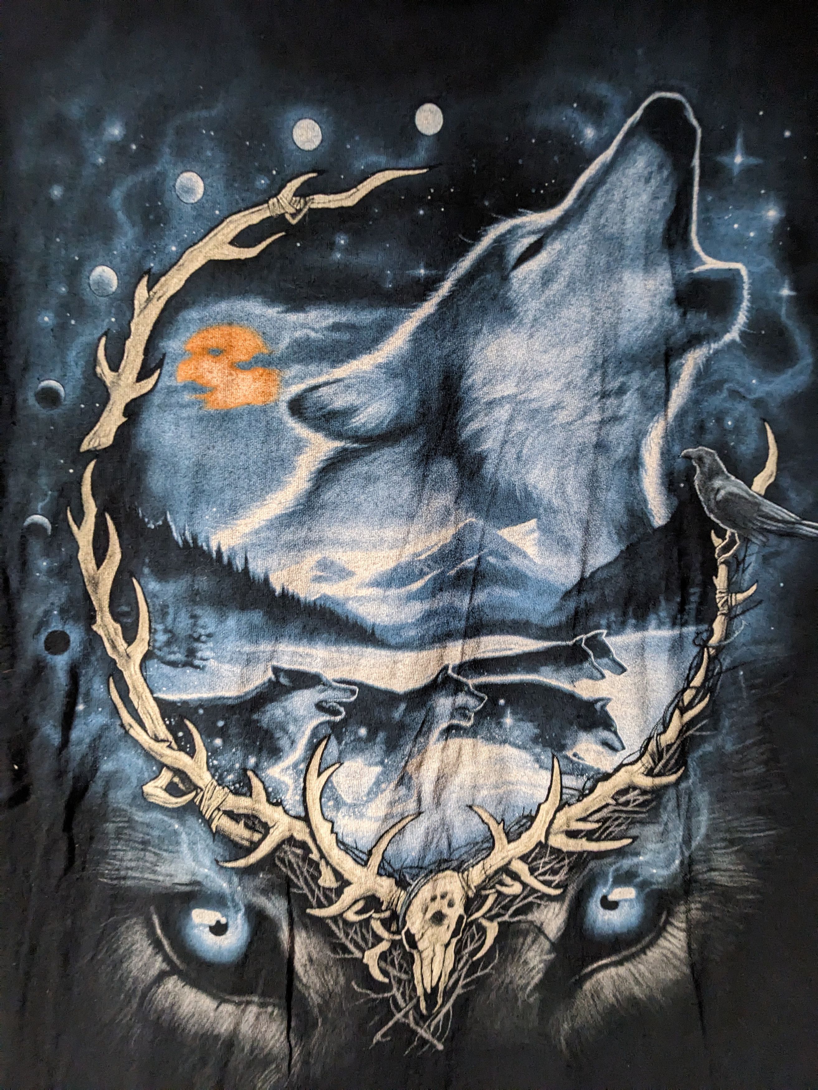Liquid Blue Wolf Animal Nature Howling Liquid Blue Black Medium T-Shirt Size US M / EU 48-50 / 2 - 2 Thumbnail