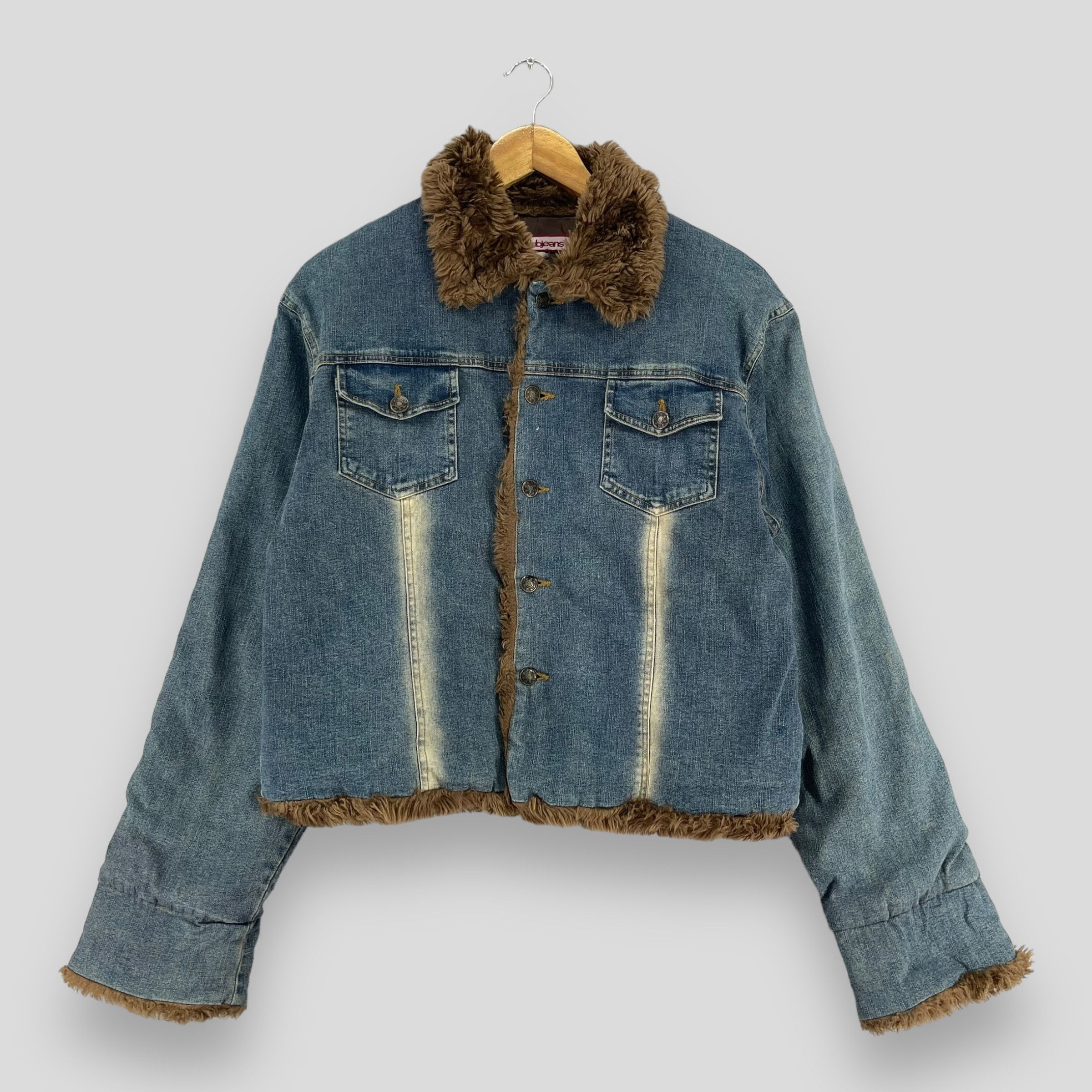 Other Vintage Distressed Winter Faux Fur Denim Button Up Jacket Size M / US 6-8 / IT 42-44 - 1 Thumbnail
