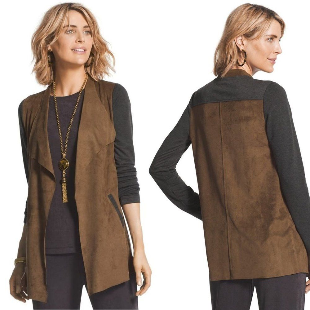 Chicos Chico's TRAVELERS COLLECTION Faux Suede Jacket Size 0 US S Size S / US 4 / IT 40 - 1 Thumbnail