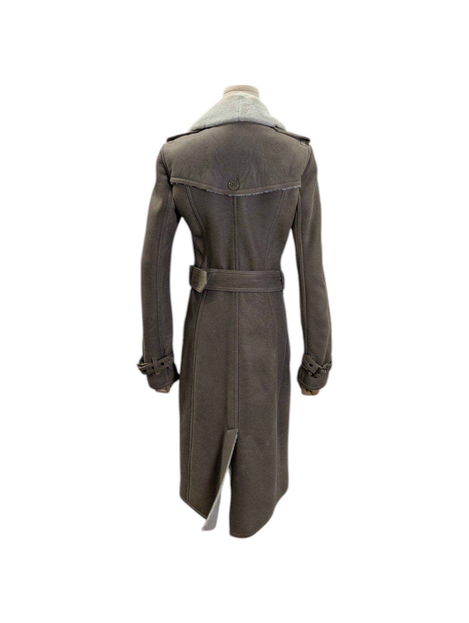 Burberry Taupe Shearling Mid-Length Overcoat Size XS / US 0-2 / IT 36-38 - 2 Thumbnail