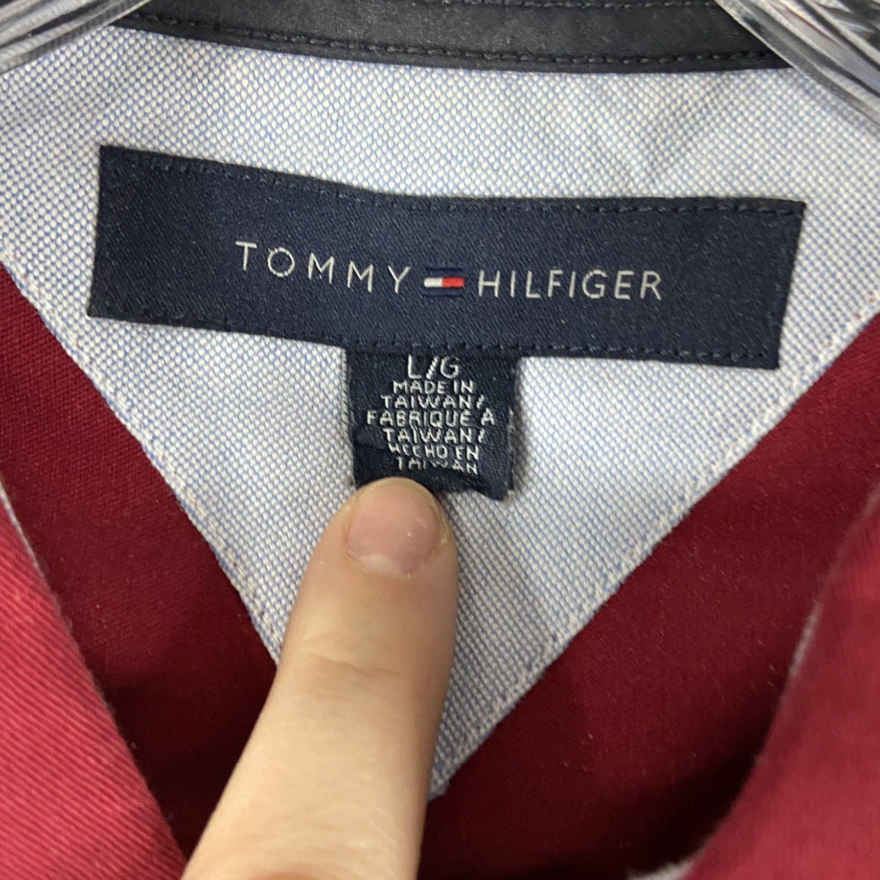 Tommy Hilfiger Tommy Hilfiger Button-Up Shirt Men L Long Sleeve Red Size US L / EU 52-54 / 3 - 6 Thumbnail