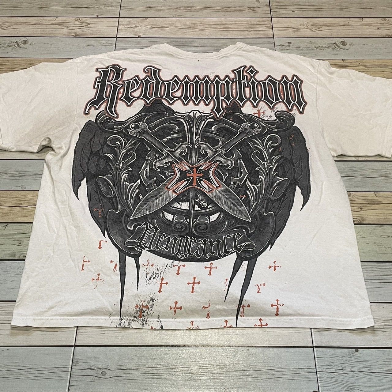 Affliction × Ed Hardy × Tapout Rare Wings Cross Tee Y2K Affliction Style Size US XXL / EU 58 / 5 - 3 Thumbnail