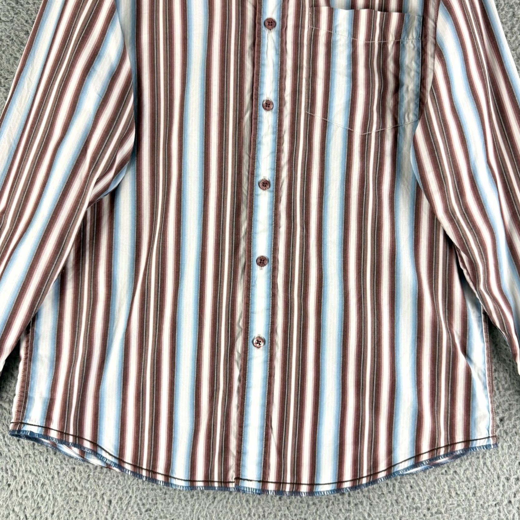 Vintage Indigo Palms Shirt Mens M Button-Up Long Sleeve Striped Cotton Brown Blue Size US M / EU 48-50 / 2 - 4 Thumbnail