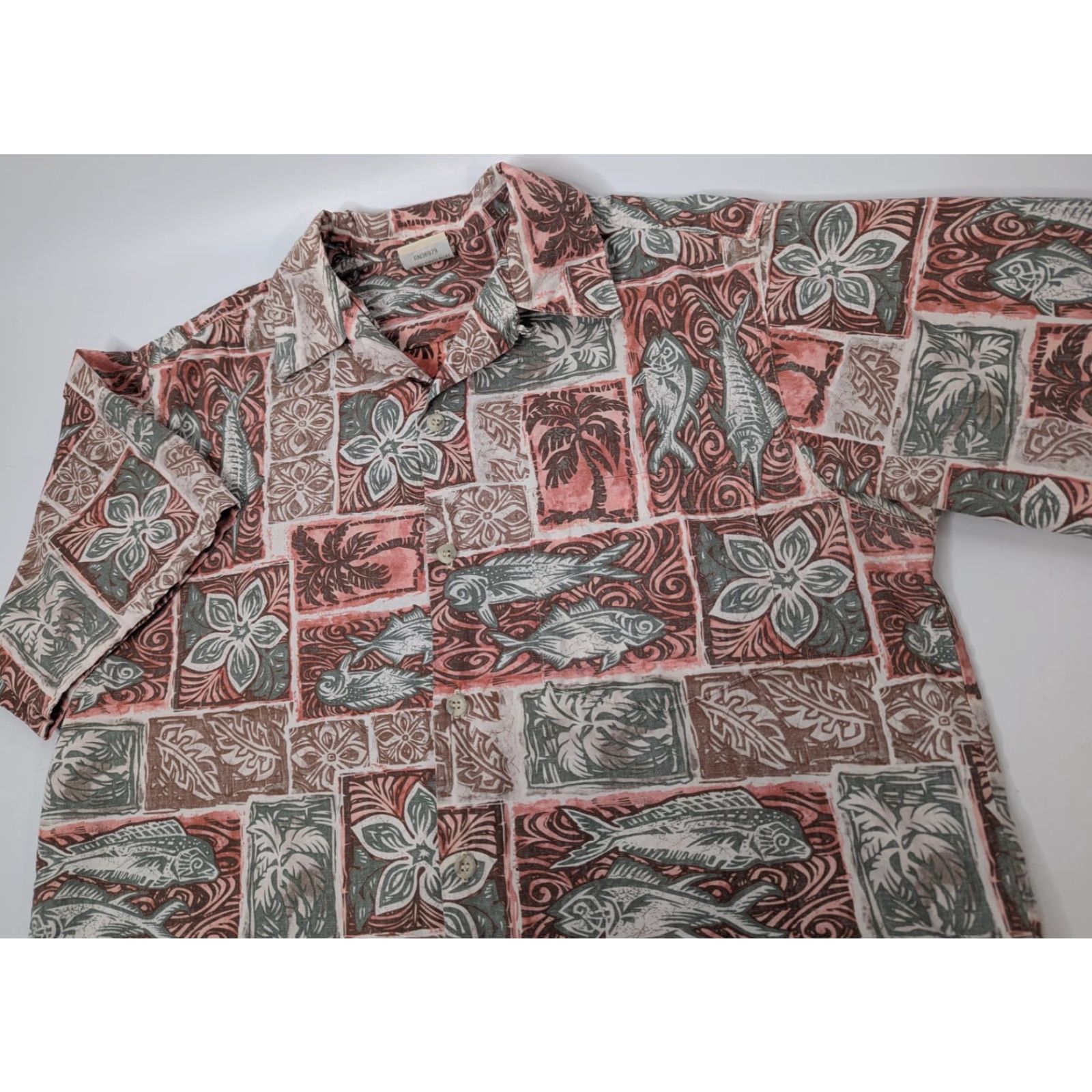 Vivobarefoot VINTAGE Go Barefoot Shirt Men's M Button-Up Collared Hawaiian Aloha Red Green Floral Short Sleeve Size US M / EU 48-50 / 2 - 5 Thumbnail
