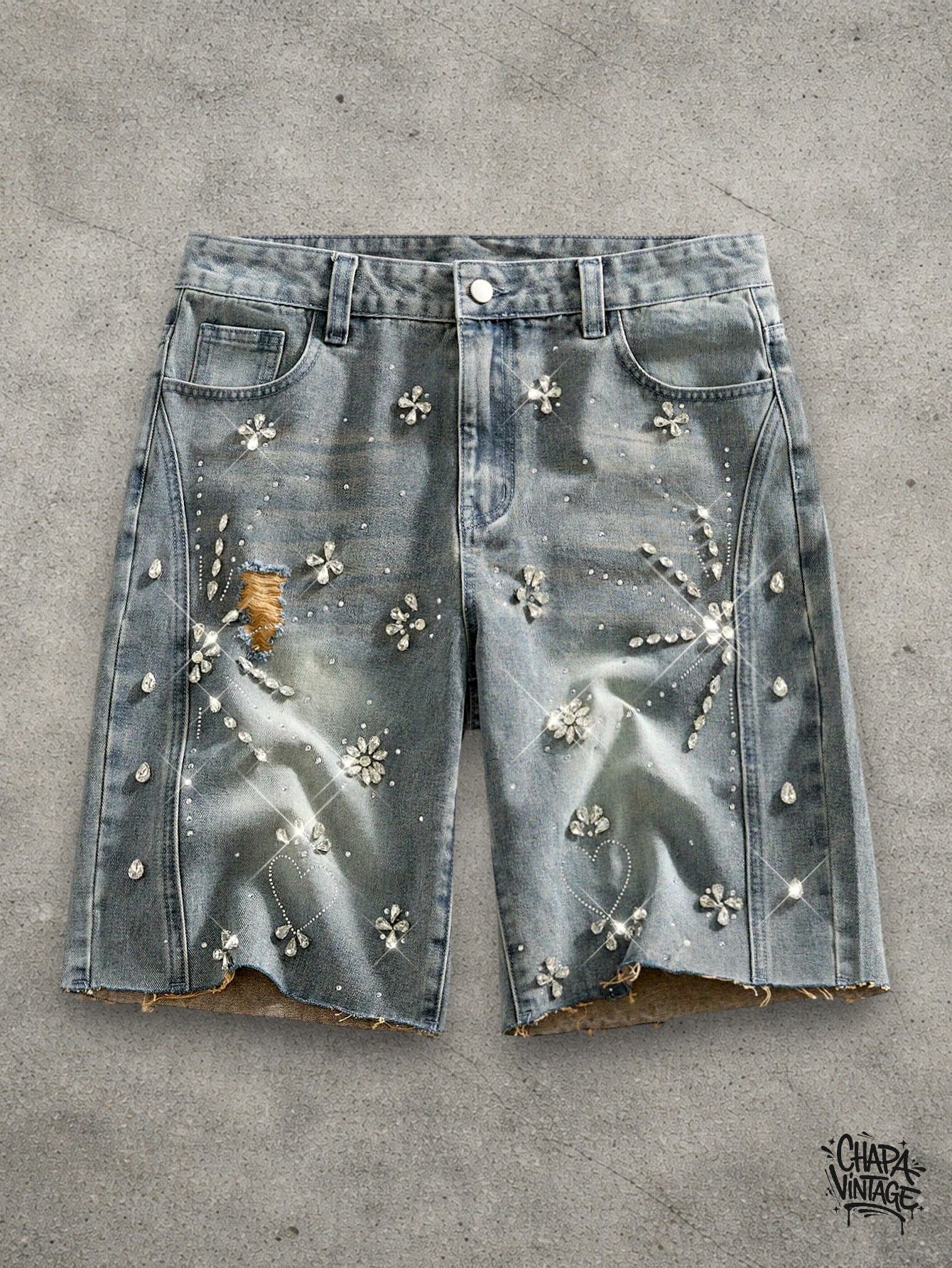 Vintage Washed ice denim shorts Size US 32 / EU 48 - 1 Thumbnail