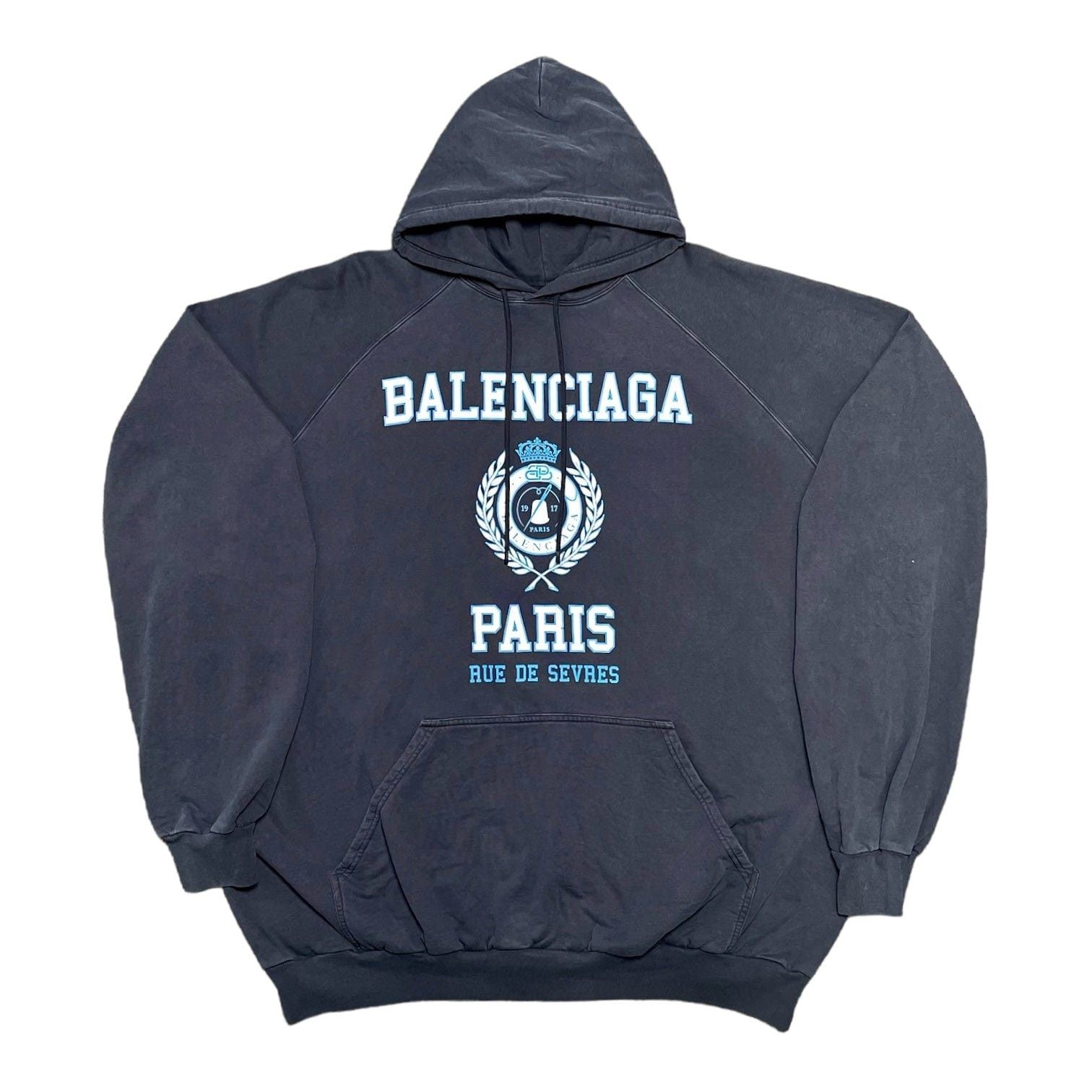 パーカー・フーディ *BALENCIAGA* Logo Hooded Sweatshirt Marine Blue 761458TPVE54 International Zip-up Hoodie Small Fit in Marine Blue
