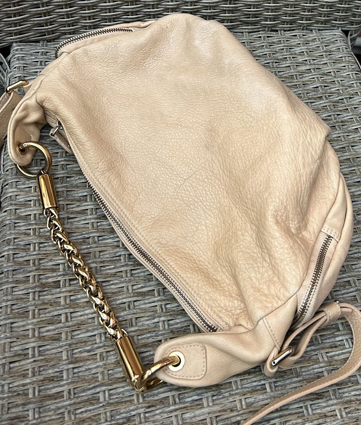 Furla Furla Beige Leather Hobo Shoulder Bag Gold Chain Size ONE SIZE - 8 Thumbnail