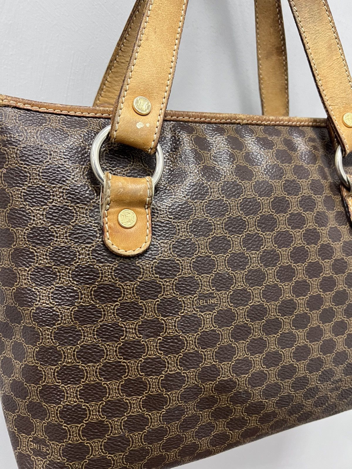 Celine × Vintage Authentic MONOGRAM LEATHER Vintage CELINE Bag MINI Size ONE SIZE - 2 Thumbnail