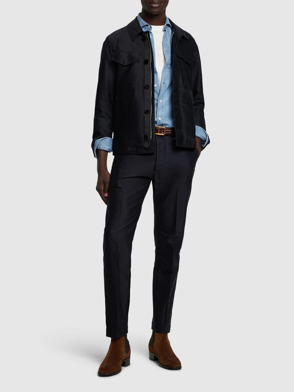 Tom Ford o1w1db10425 OJS007 Jacket in Navy Blue Size US L / EU 52-54 / 3 - 2 Thumbnail