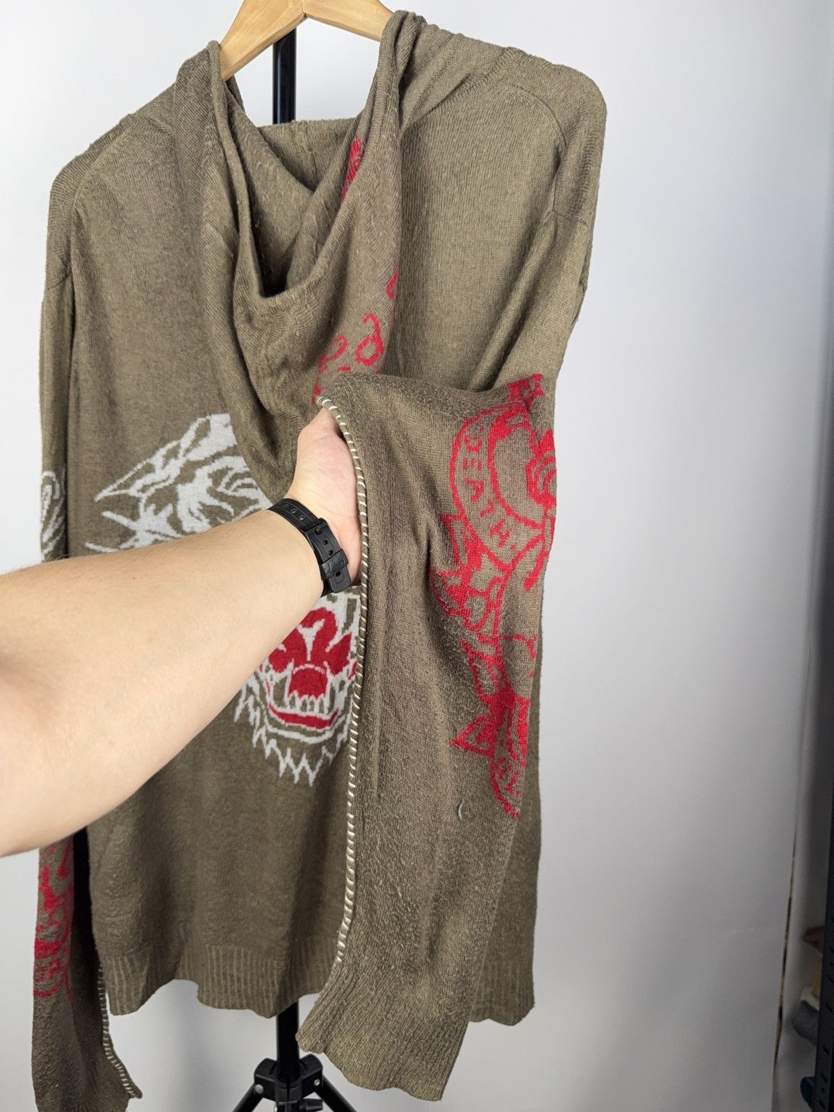Ed Hardy × Japanese Brand × Vintage 90s Vintage Ed Hardy knitted Zip Hoodie veryrare item Size US XL / EU 56 / 4 - 9 Thumbnail