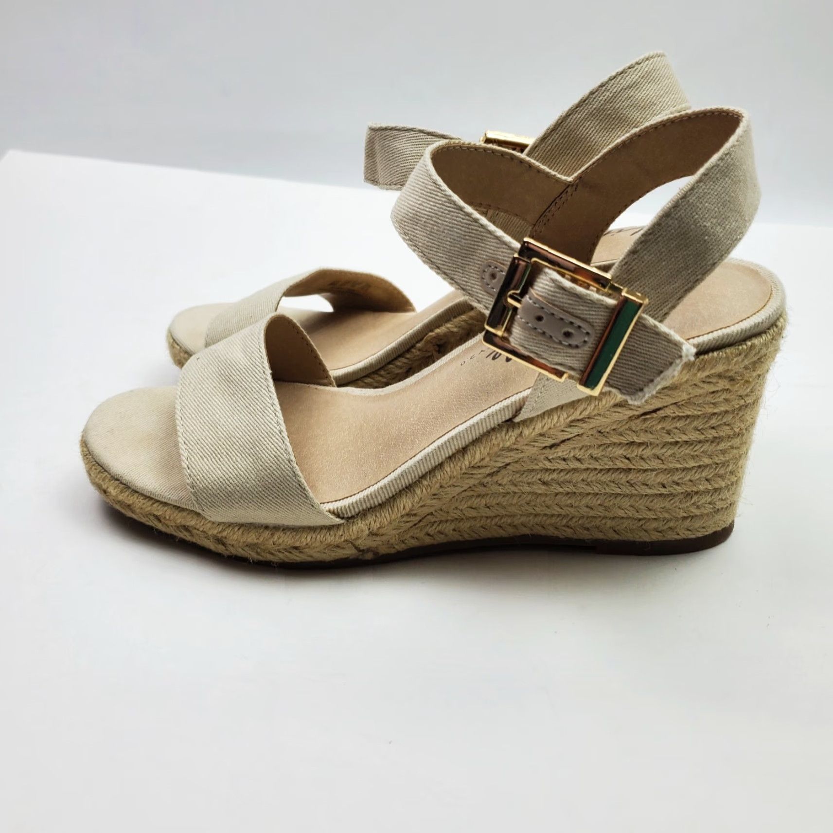 Vintage VINTAGE LifeStride Womens Wedge Sandals Espadrille Open Toe Brown Adjustable Strap 9.5US Size US 6.5 / IT 36.5 - 2 Thumbnail