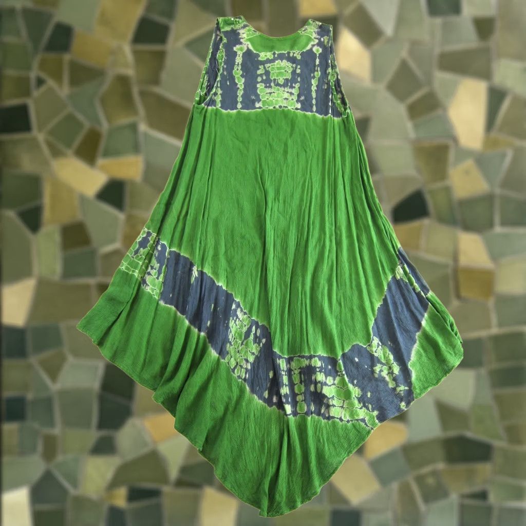 Vintage La Moda Hindu Rayon Grey Tie Dye Sequin Midi Tank Dress M-L Sun Boho Dress Green Women Tank Dress M-L Size M / US 6-8 / IT 42-44 - 1 Thumbnail
