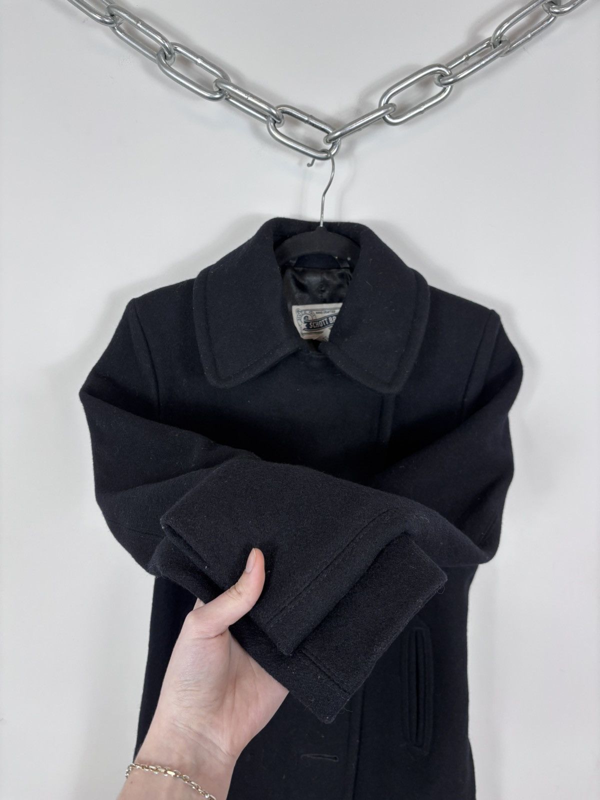 Schott Schott Bros U.S. 754W Women’s Black Wool Blend Peacoat Size S / US 4 / IT 40 - 11 Thumbnail