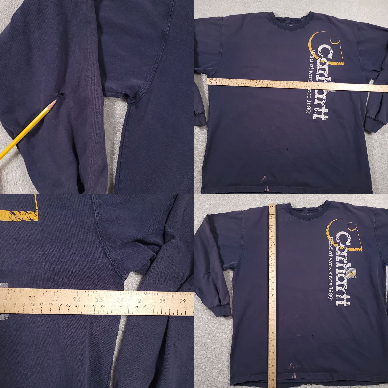 Carhartt VINTAGE Carhartt Long Sleeve Workwear T Shirt Mens XL Blue Graphic Grunge Size US XL / EU 56 / 4 - 8 Thumbnail