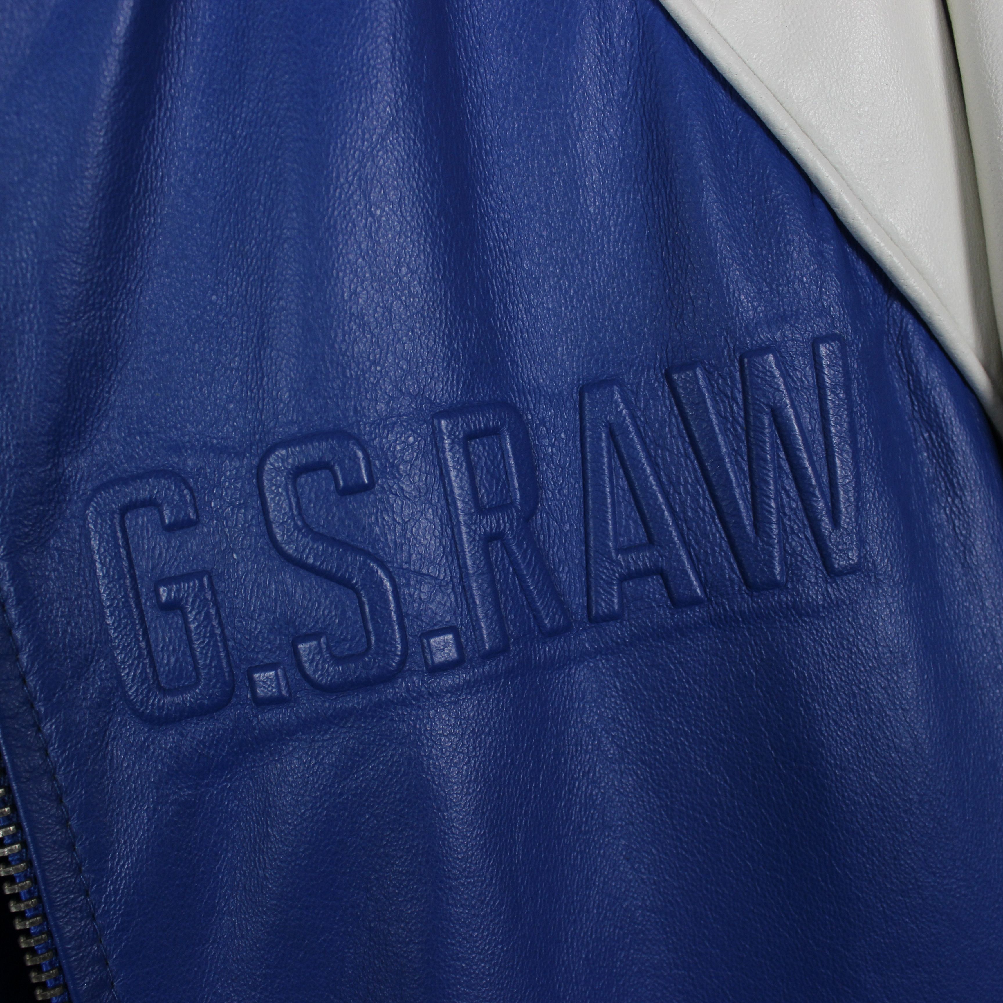 G-Star Vintage 90s G-Star Raw Leather Oxford Bomber Jacket Rare Y2K Size US L / EU 52-54 / 3 - 6 Thumbnail