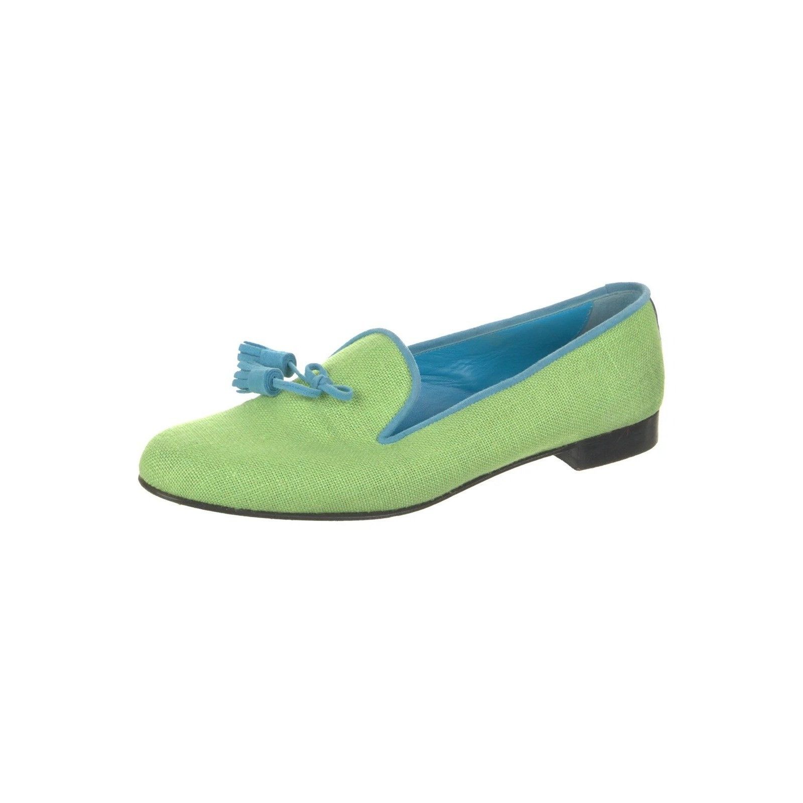 Hadleigh's HADLEIGH'S Colorblock Pattern Loafers Linen Suede Green/Aqua Size US 12 / IT 42 - 4 Thumbnail