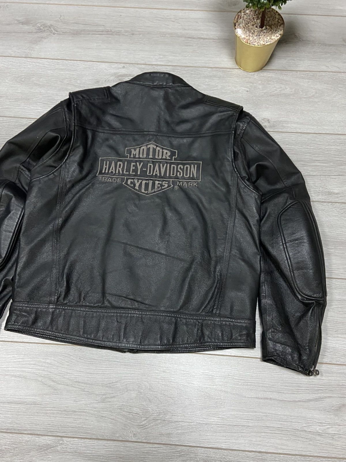 Vintage Harley Davidson big logo vintage leather racing jacket Size US L / EU 52-54 / 3 - 8 Thumbnail
