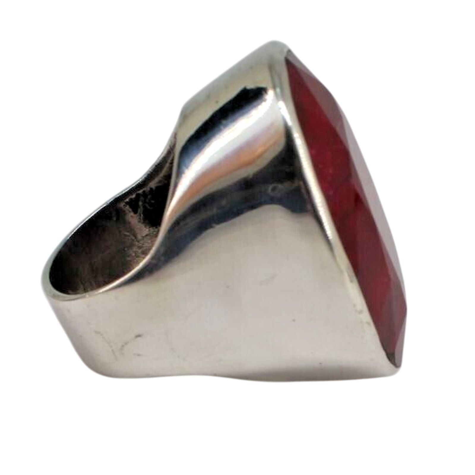 Other Chunky Red Ruby 925 Sterling Silver Ring • Brutalist •Size 7 Size ONE SIZE - 6 Thumbnail