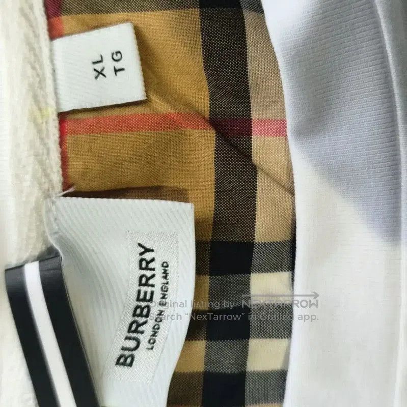 Burberry Burberry White Cotton T-Shirt with Iconic Sleeves. Size XL / US 12-14 / IT 48-50 - 3 Thumbnail