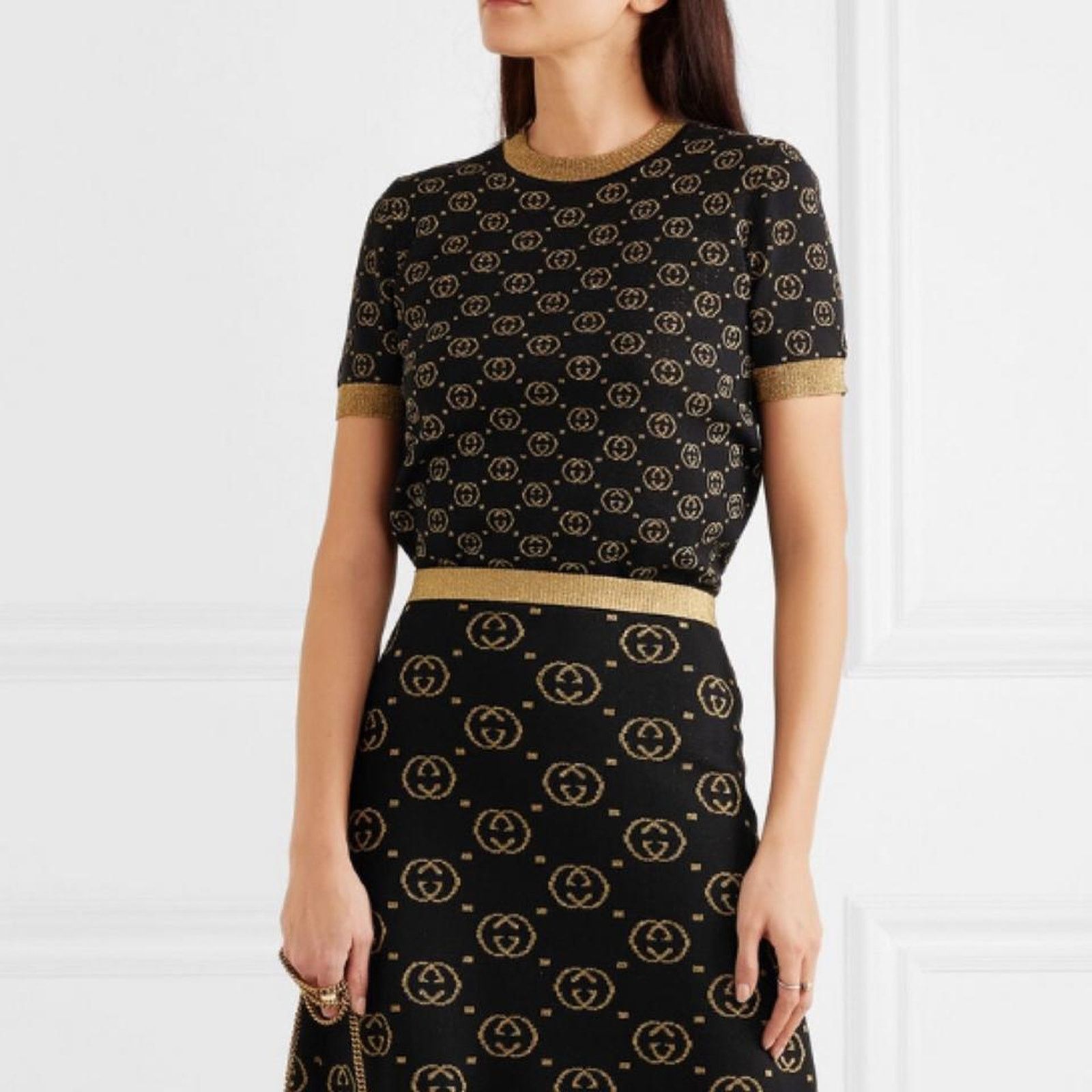 Gucci metallic GG logo jacquard sweater top Size XS / US 0-2 / IT 36-38 - 2 Thumbnail