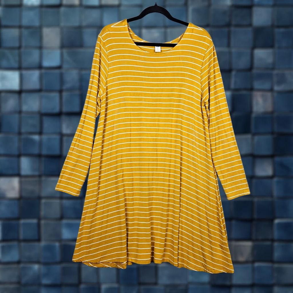 Old Navy Old Navy Yellow White Stripes Long Sleeve T-Shirt Dress XL Women’s Size XL Size XL / US 12-14 / IT 48-50 - 1 Thumbnail