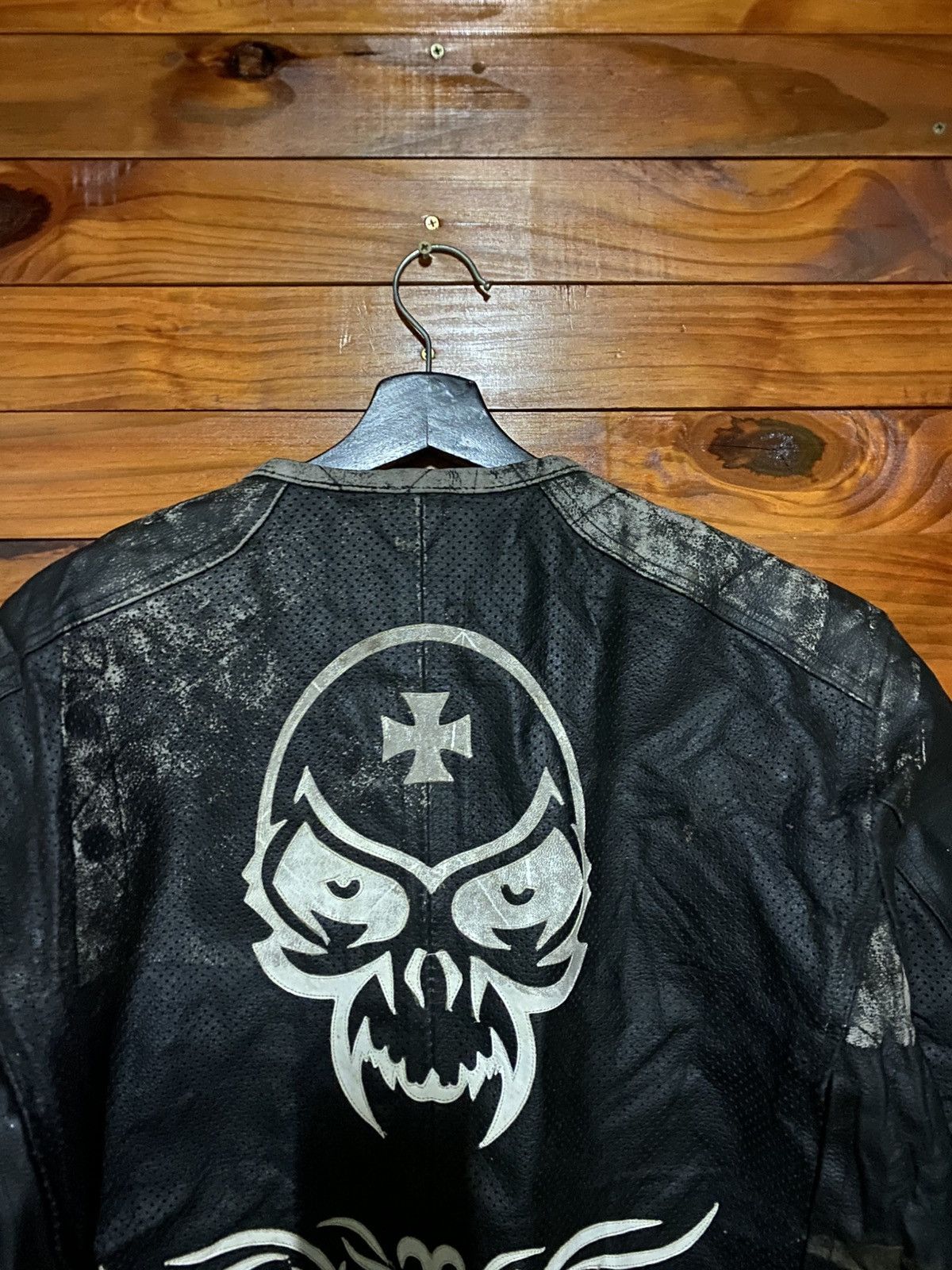 Japanese Brand SRAI Moto Black Leather Skull Jacket – Gothic Cross Tribal Size US L / EU 52-54 / 3 - 13 Thumbnail