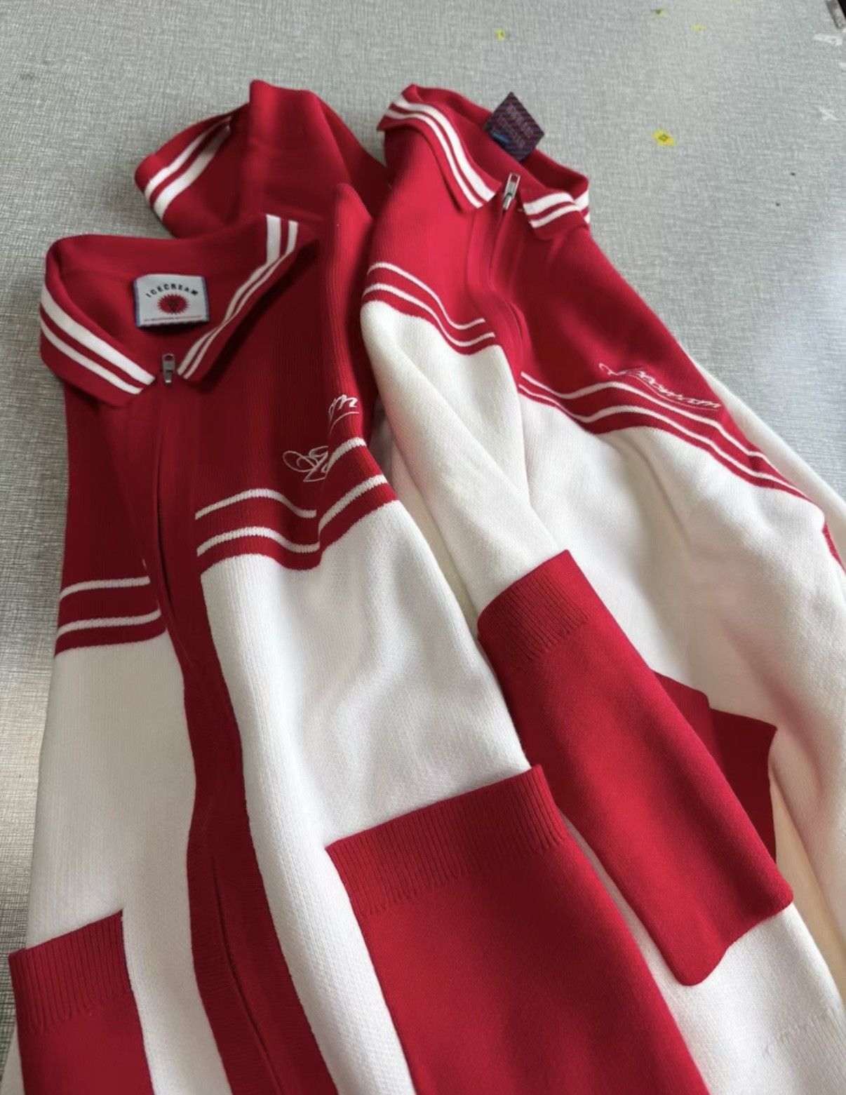 Billionaire Boys Club Billionaire Boys Club Red & White Color-Block Knit Cardigan Size US M / EU 48-50 / 2 - 4 Thumbnail