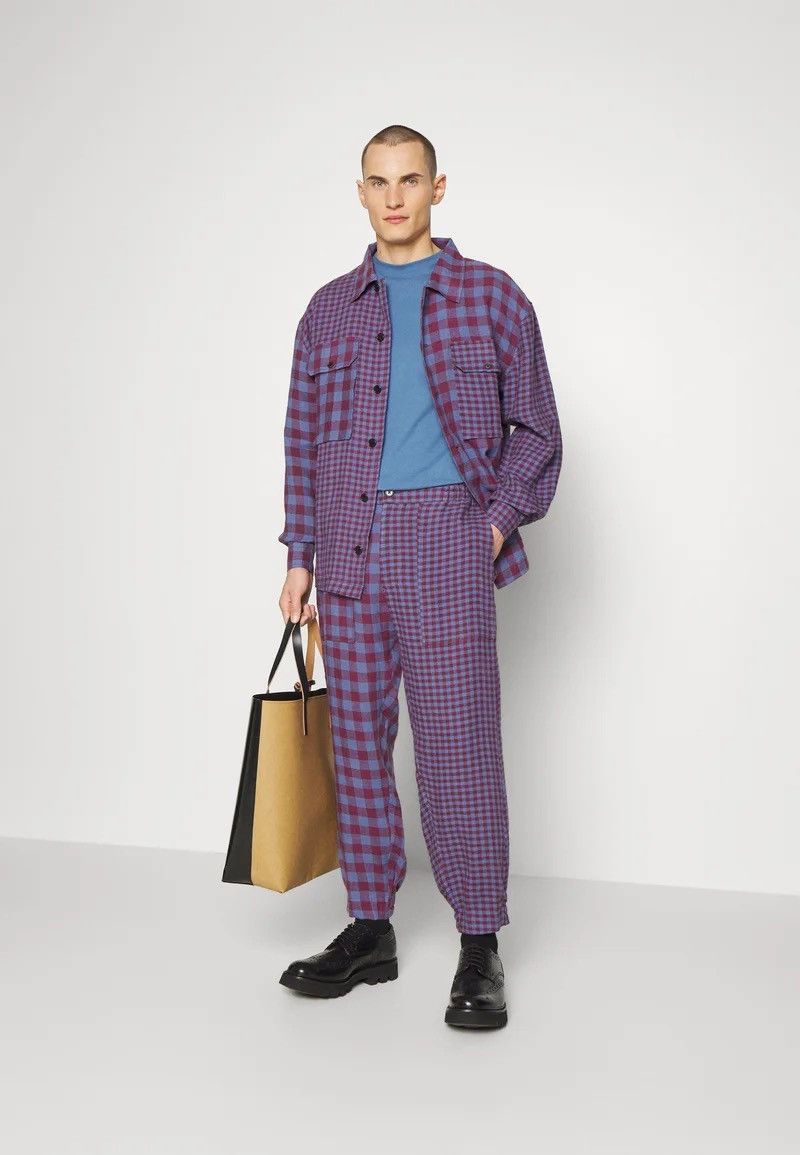 image of Avant Garde x Henrik Vibskov ds! Ss22 Henrik Vibskov Mads Purple Checks Casual Pants (Size 32)