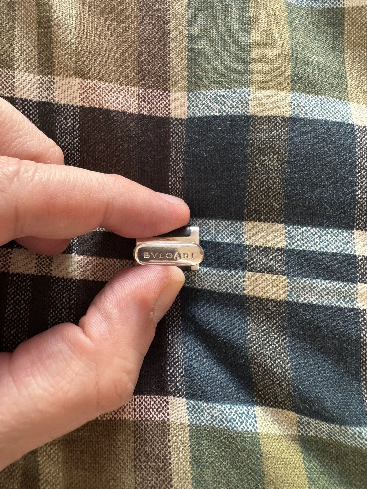 Bvlgari Bvlgari Silver and rubber cufflinks Size ONE SIZE - 2 Thumbnail