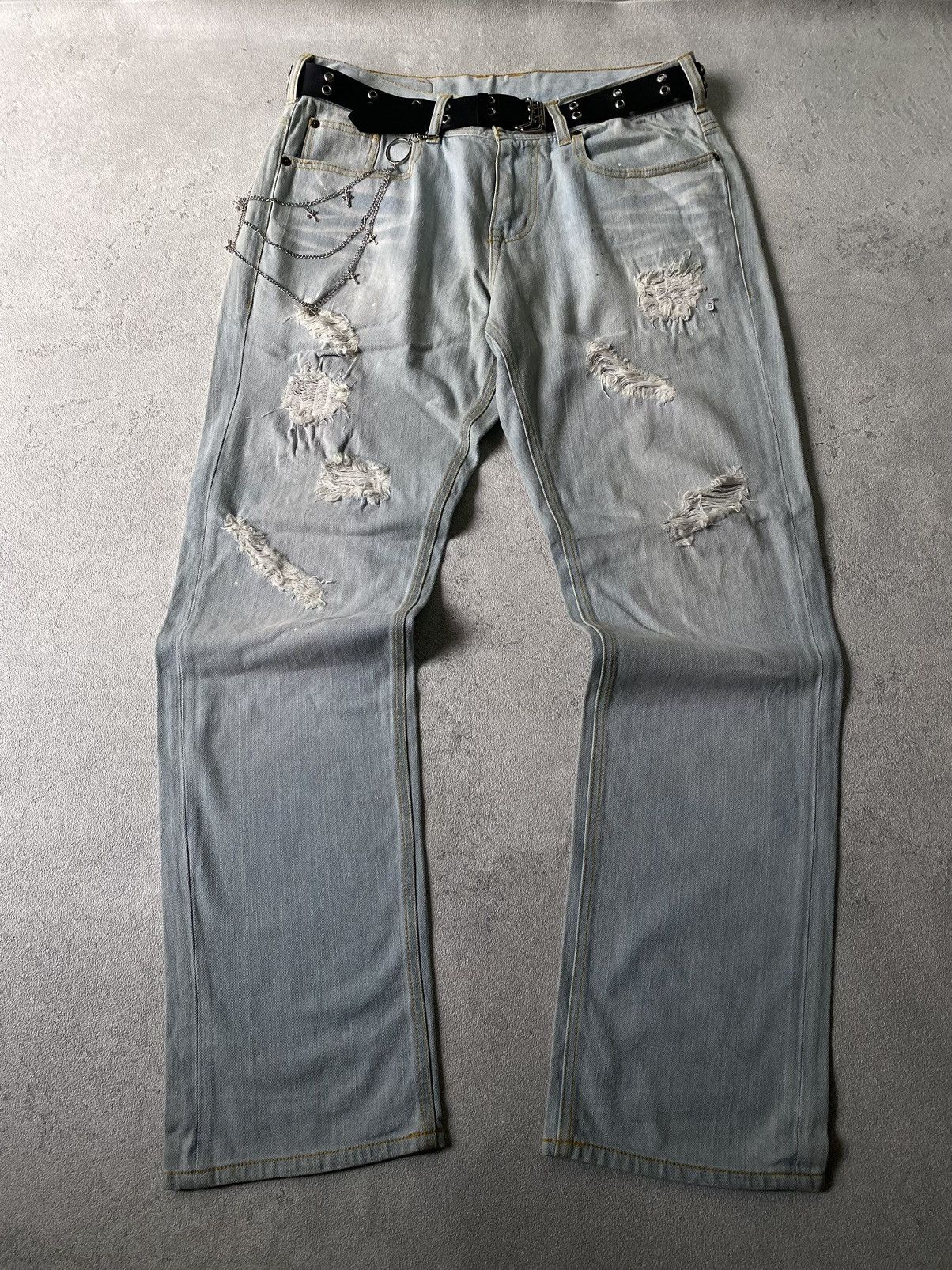 If Six Was Nine × Le Grande Bleu (L.G.B.) × Tete Homme tete homme ripped denim pants Size US 32 / EU 48 - 1 Thumbnail