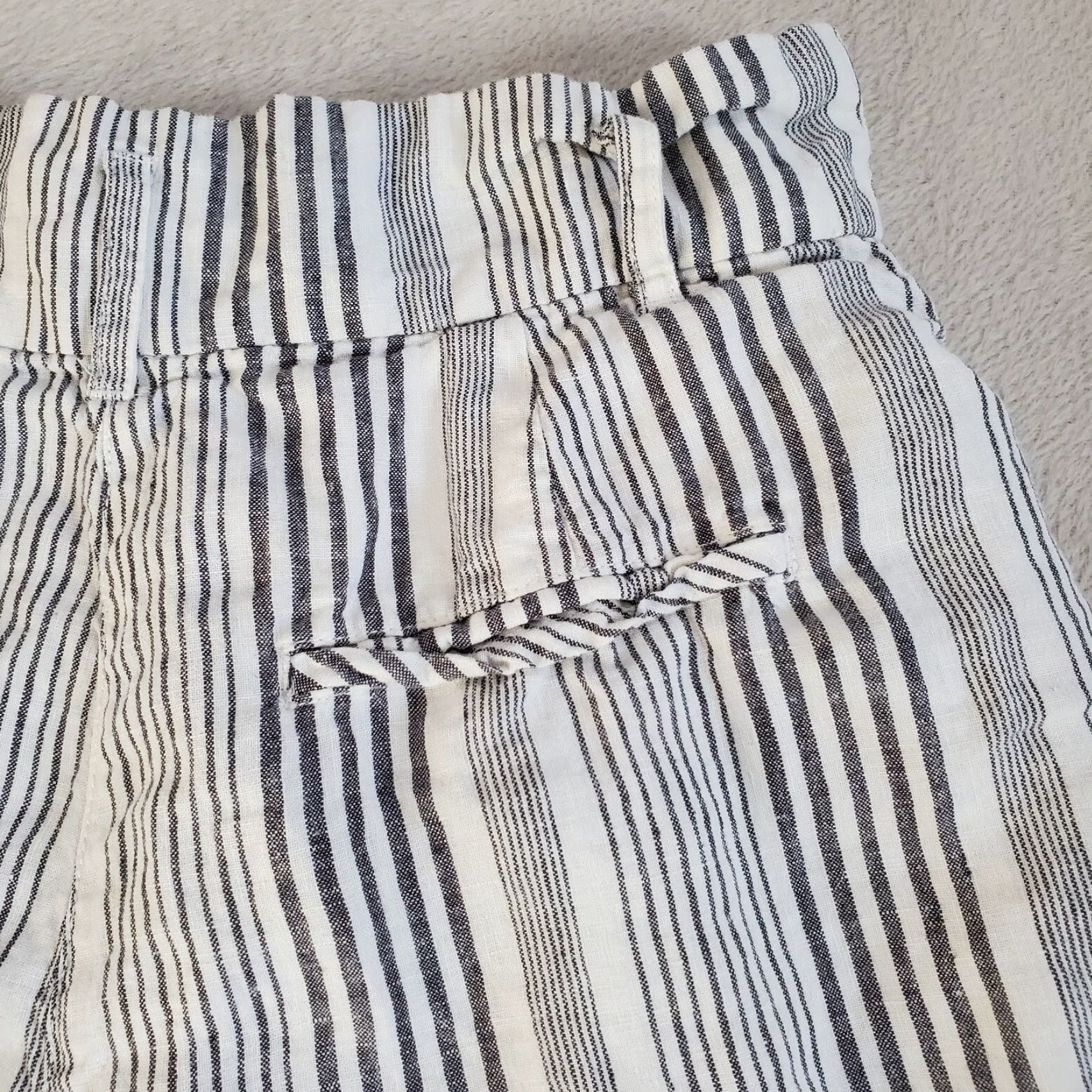 Vintage C&C California Shorts Gray White Stripe 100% Linen High Waisted Pockets Size 8 Size 30" / US 8 / IT 44 - 3 Thumbnail