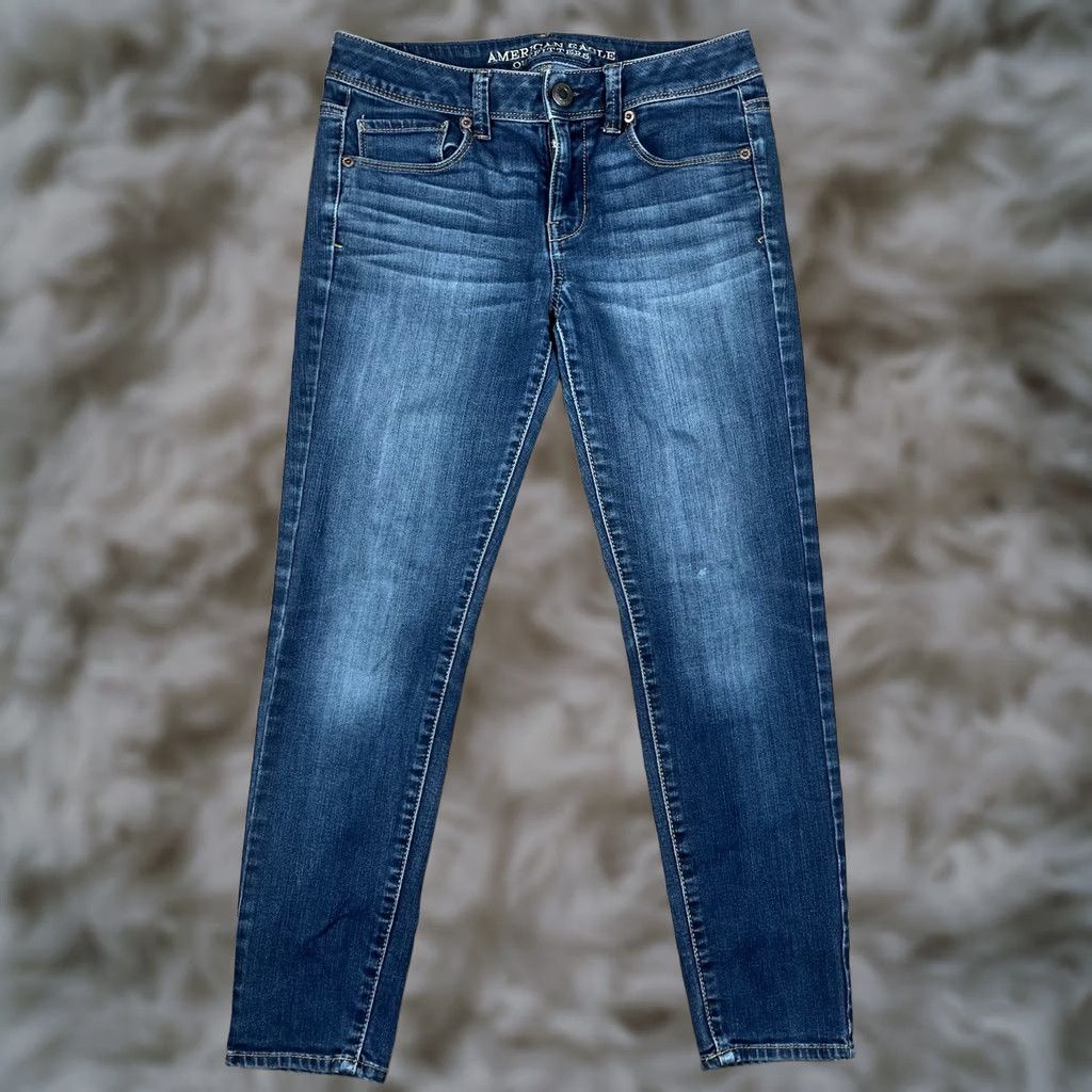 American Eagle Outfitters American Eagle Outfitters Jeans Women's 4 Short Blue Wash Denim Super Skinny Size 27" / US 4 / IT 40 - 1 Thumbnail