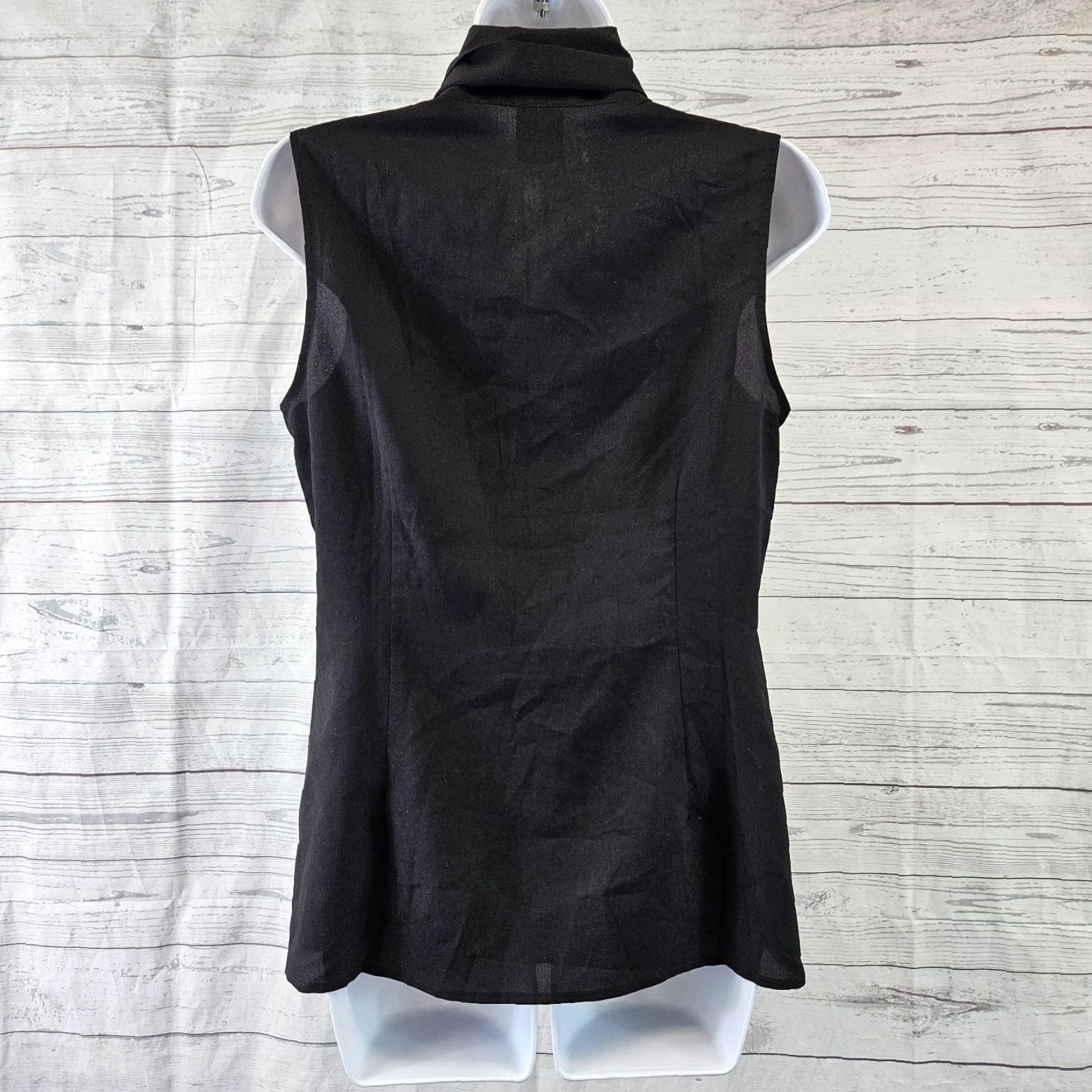 Vintage Cabi 3430 Blouse Solid Black Fringe Button Front Sleeveless Womens Sz S Size S / US 4 / IT 40 - 4 Thumbnail