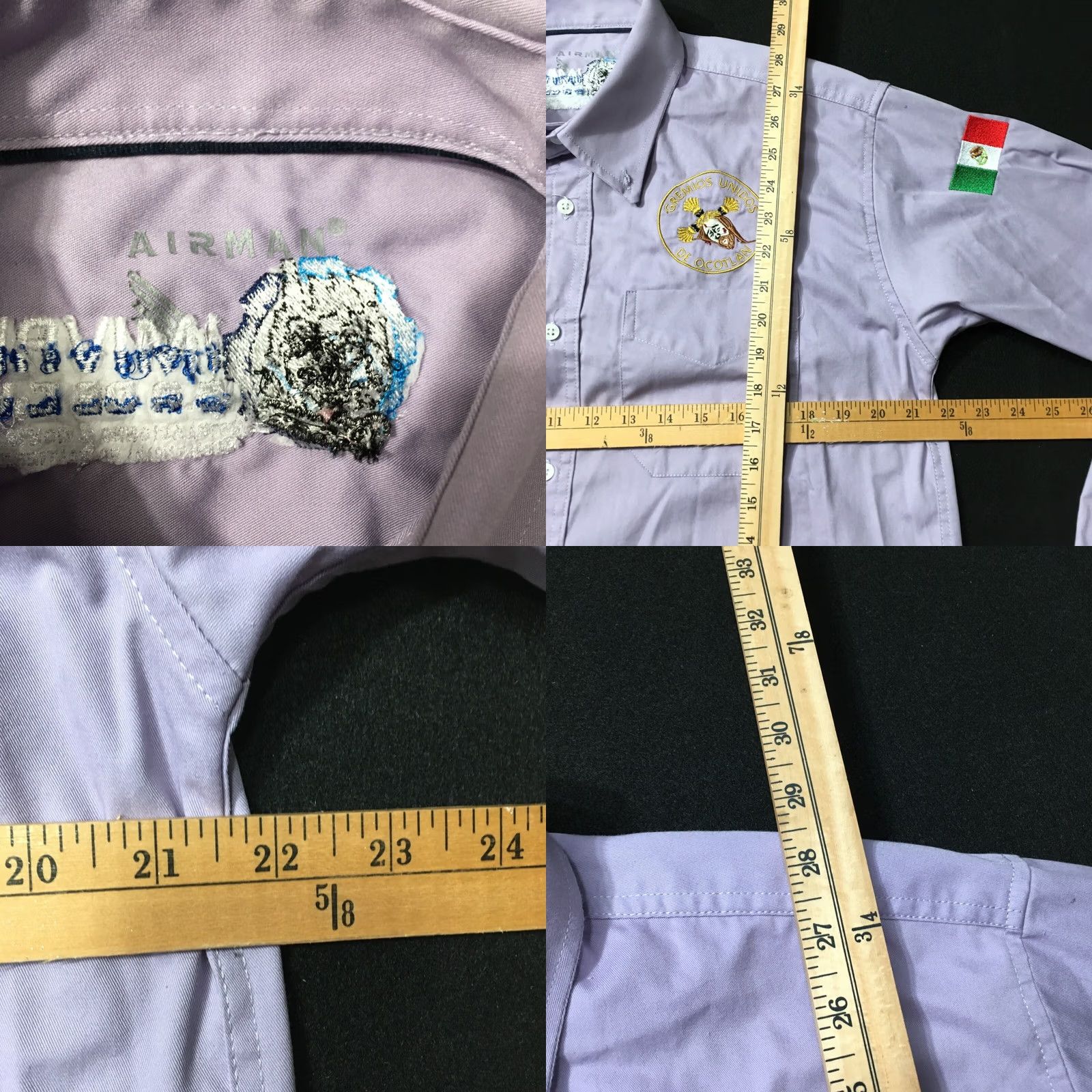 Vintage Airman Purple Patch(es) Button-Up Shirt Mens XL Purple Button-Up Vintage 50s Retro USA Mexico OCOTLAN GREMIOS Collared Long Sleeve Casual Workwear Size US XL / EU 56 / 4 - 8 Thumbnail
