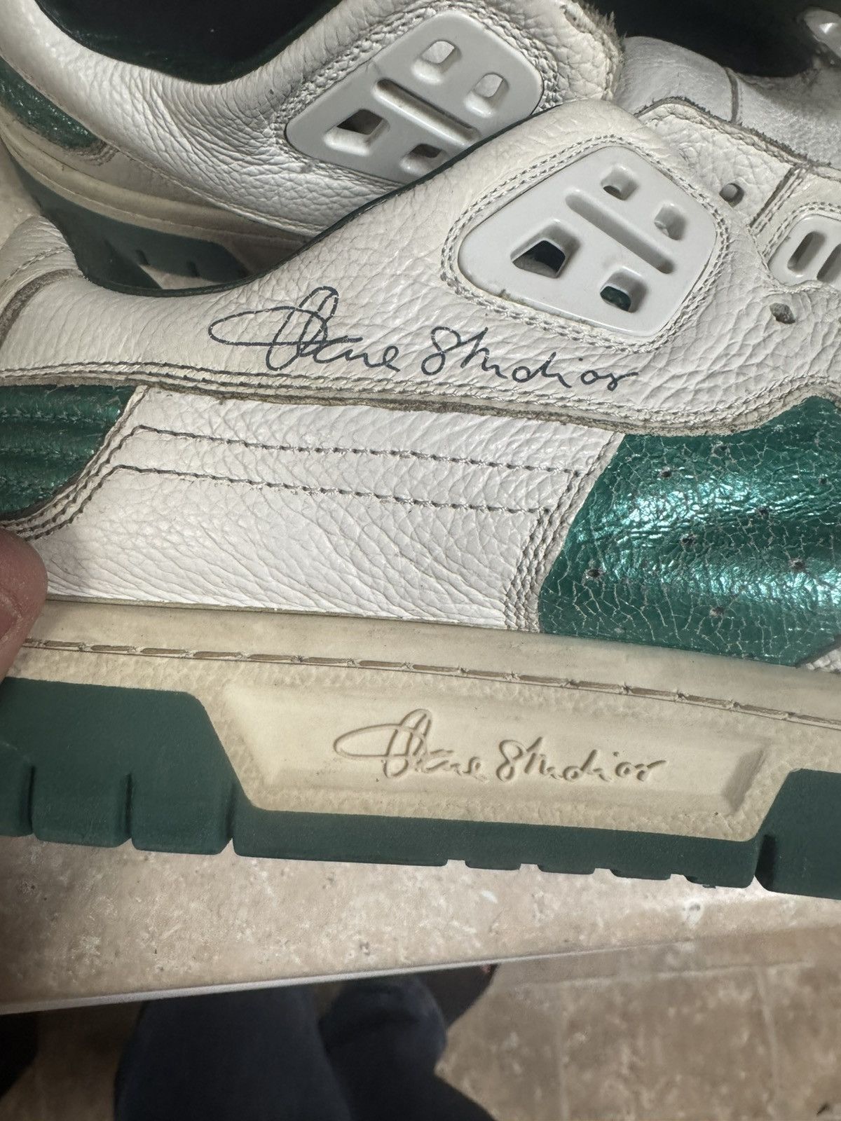 Acne Studios Acne Studios LowTop Pop Sneakers - Size 45 - White/Green Size US 12 / EU 45 - 3 Thumbnail