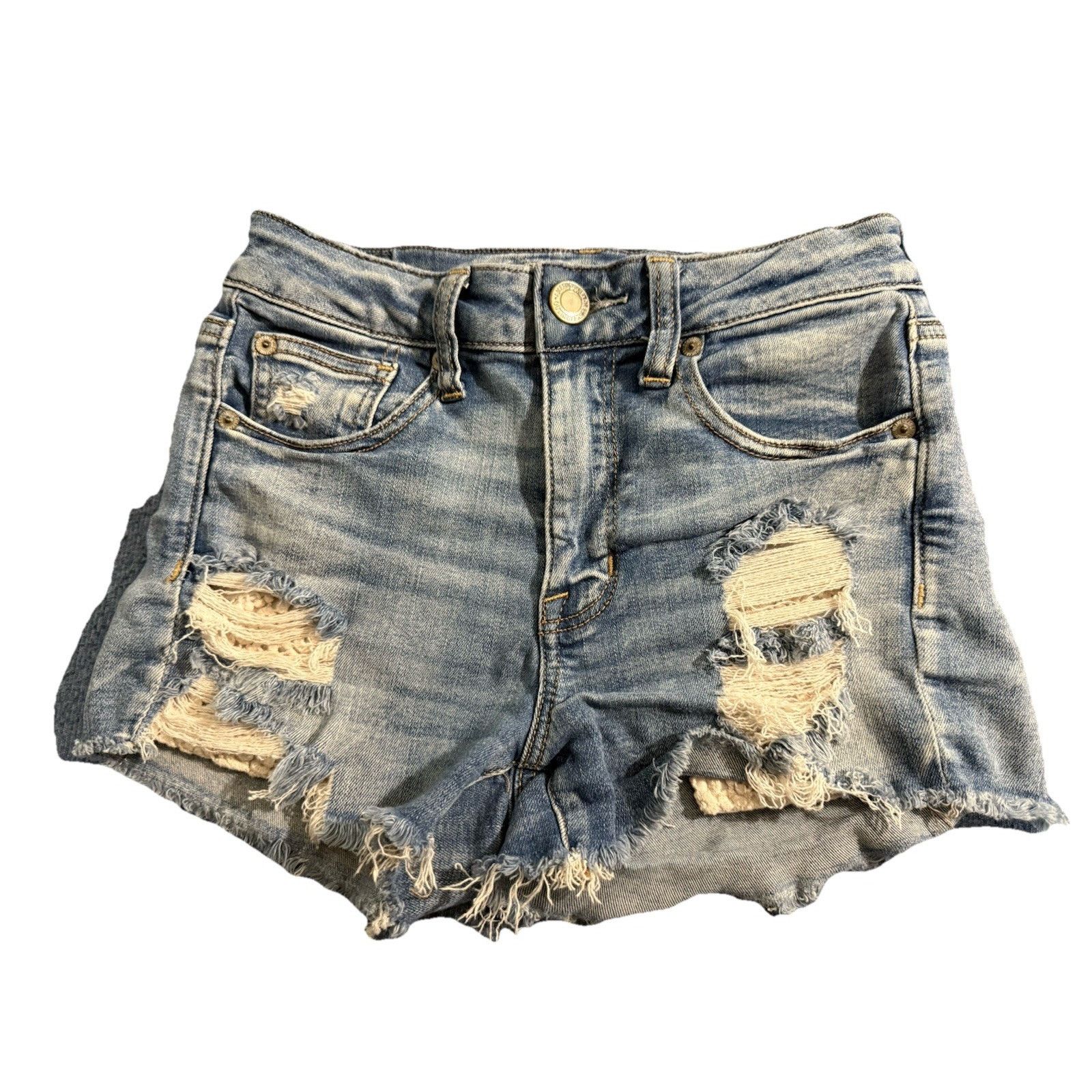 American Eagle Outfitters American Eagle Shorts Next Level Stretch Cut Off Hi Shortie Size 26" / US 2 / IT 38 - 4 Thumbnail