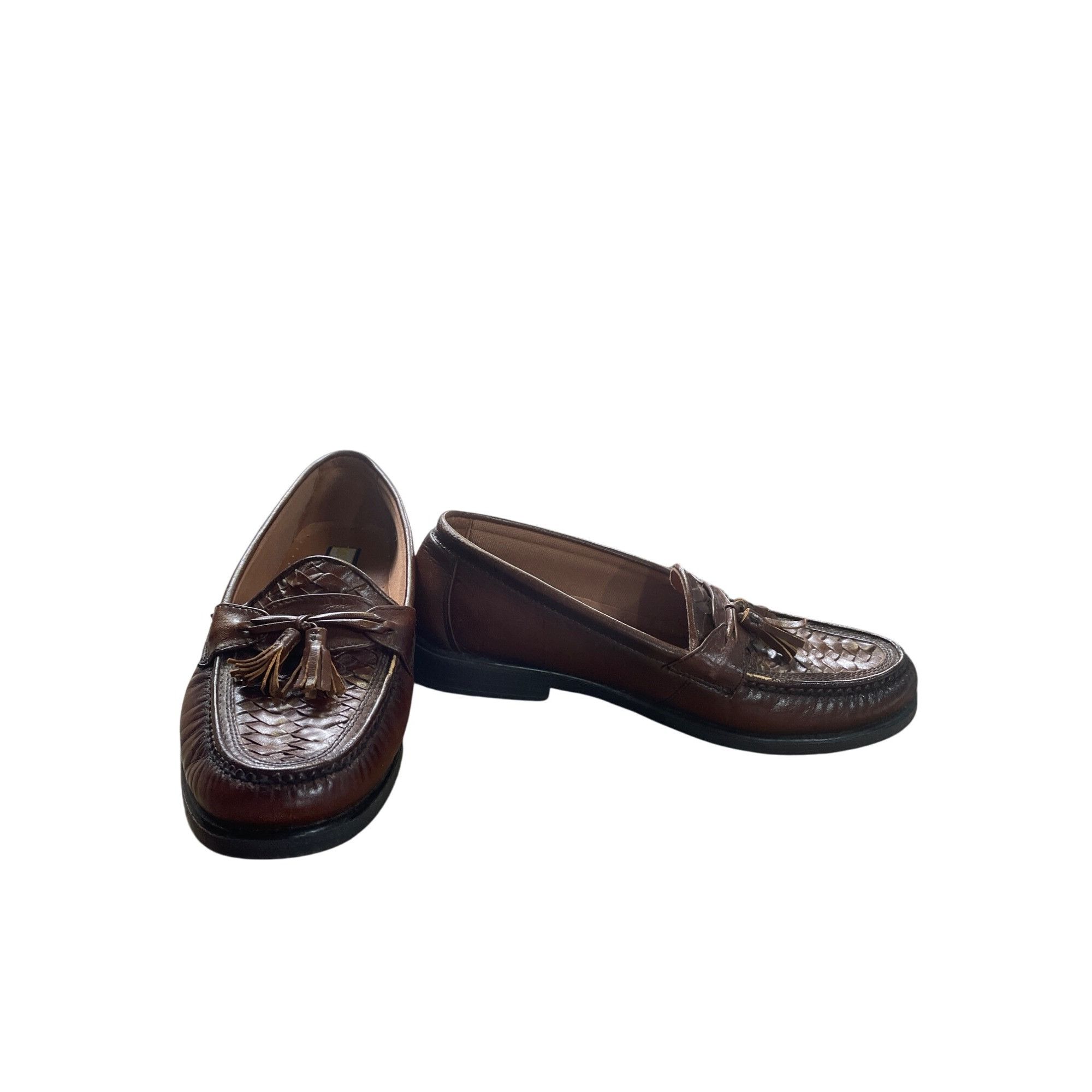 Designer French Shriner Mens Brown Leather Tassel Loafers Size 8.5M S Size US 8.5 / EU 41-42 - 1 Thumbnail