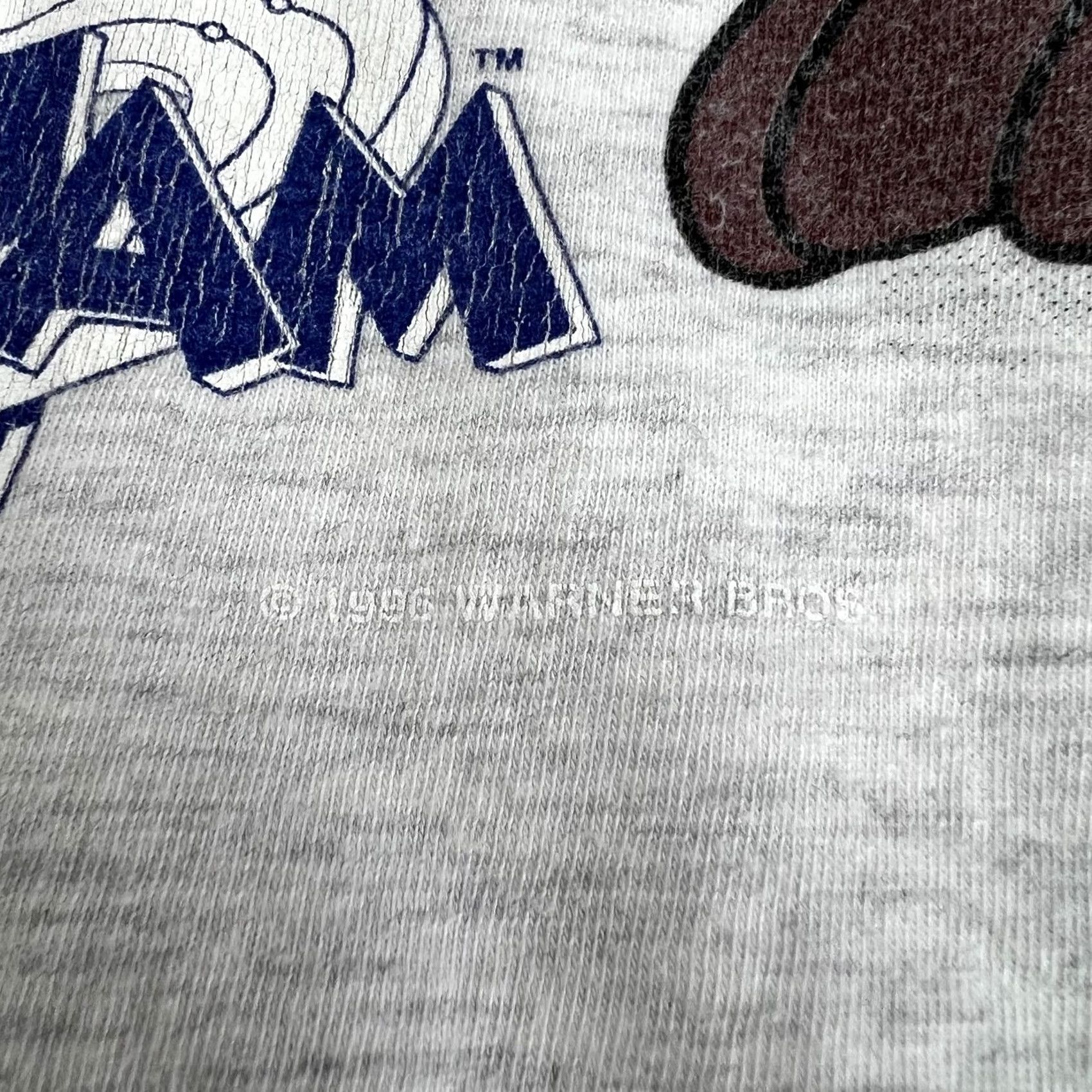 Vintage Vintage Space Jam Taz Slam Dunk Tee T-Shirt L/M Men Short Sleeve Crew Neck Light gray 90s Mens Size US L / EU 52-54 / 3 - 4 Thumbnail