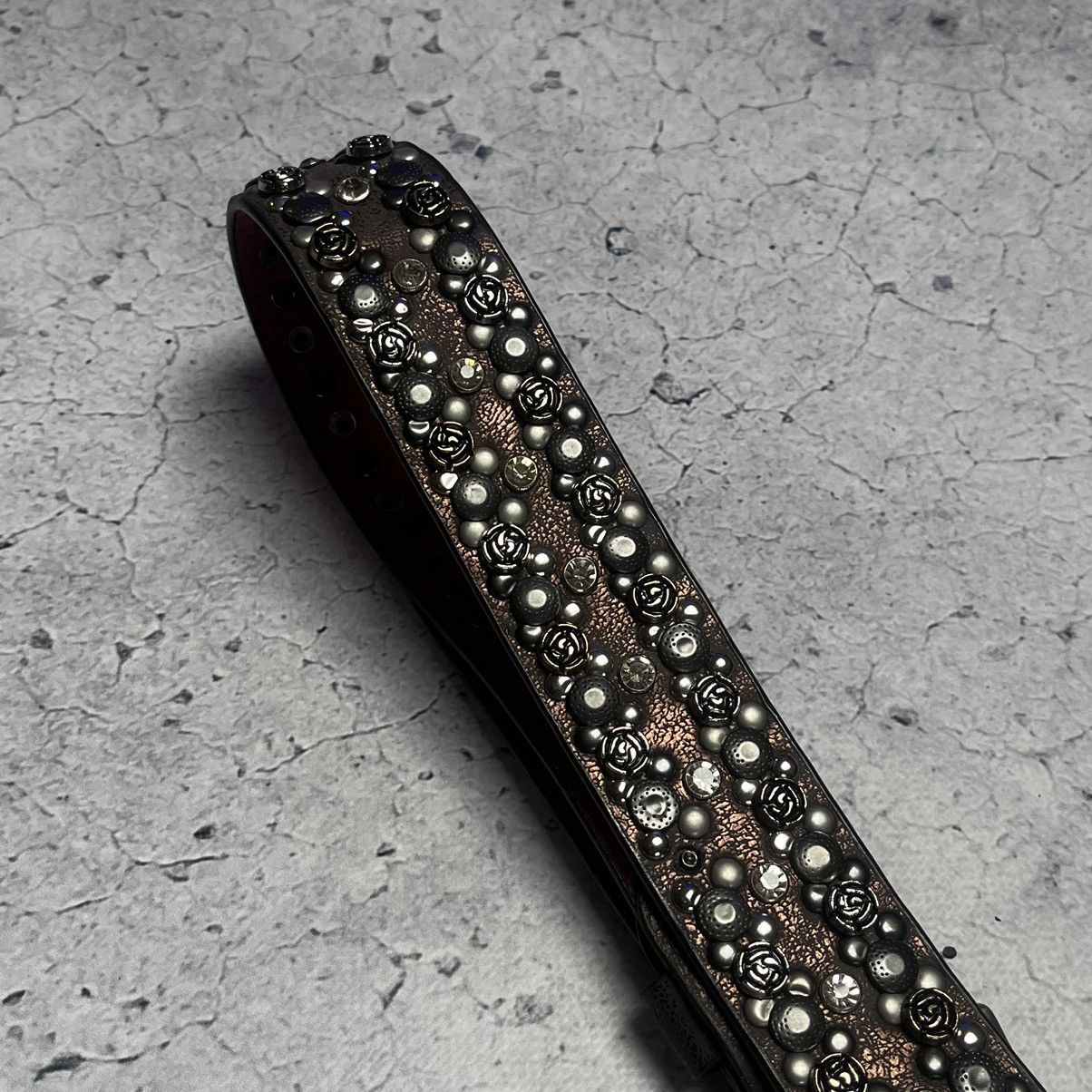 Designer × Vintage B.B. Simon Style Leather Belt With Crystals Avant Garde Size ONE SIZE - 8 Thumbnail