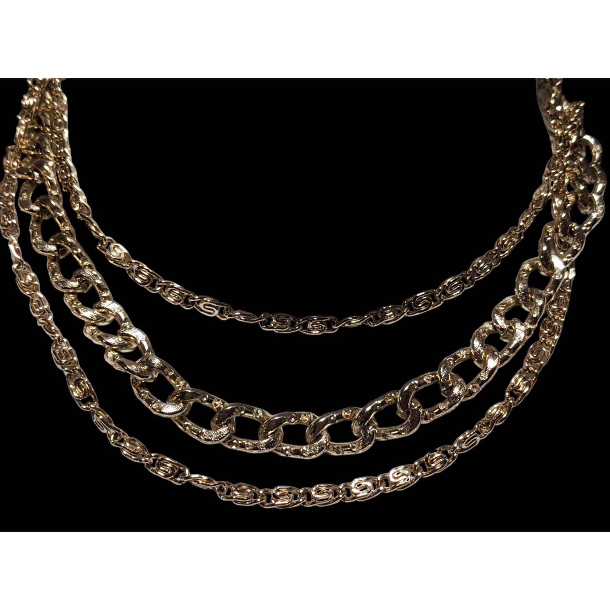 Other Coro Vintage Gold Three-Strand Chain Necklace Size ONE SIZE - 2 Thumbnail
