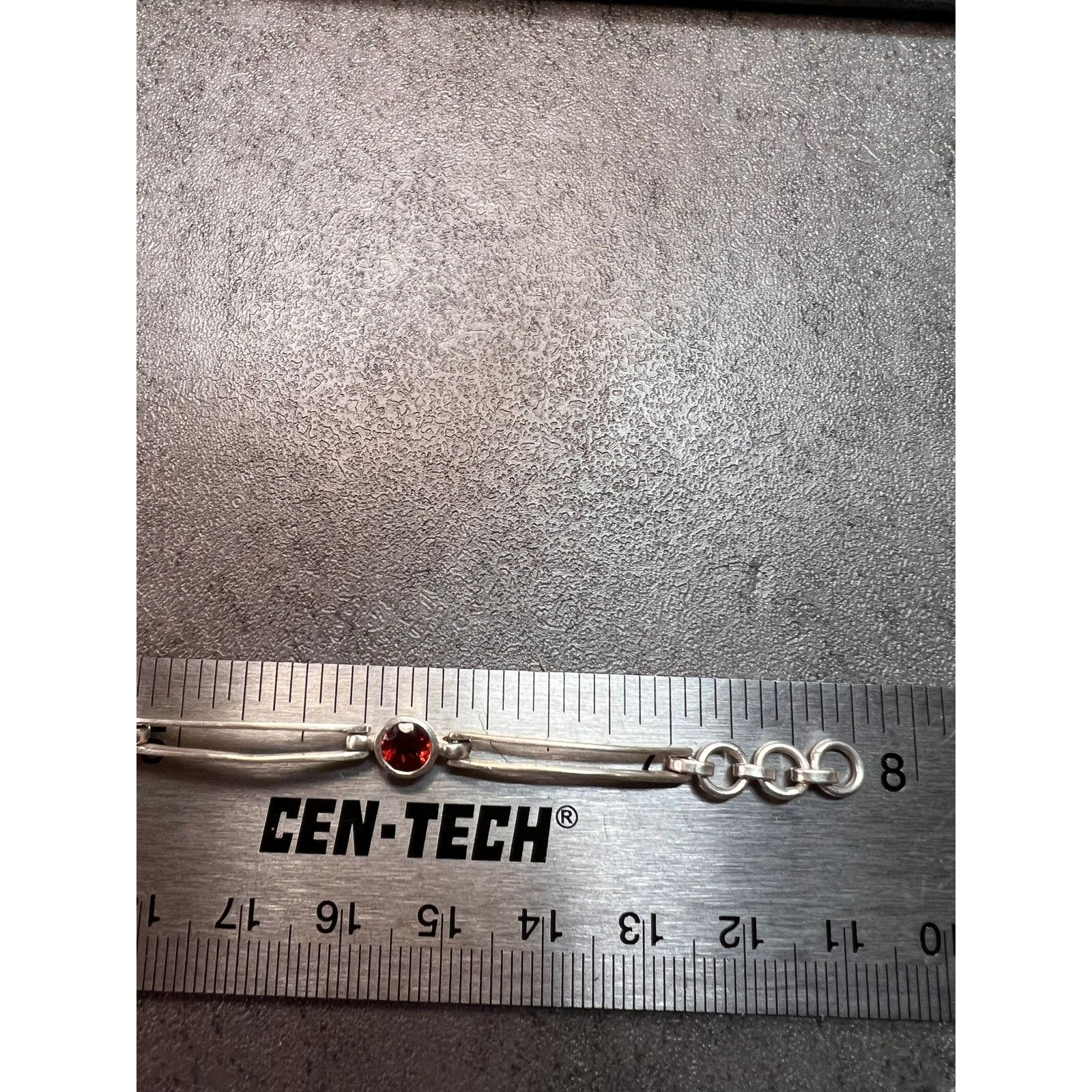 Other NEW sterling silver garnet station link bar bracelet Size ONE SIZE - 10 Thumbnail