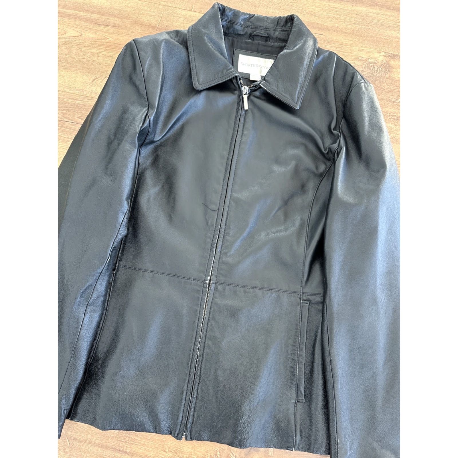 Worthington Worthington Leather Coat Jacket Black Womens Medium Full Zip Size M / US 6-8 / IT 42-44 - 2 Thumbnail